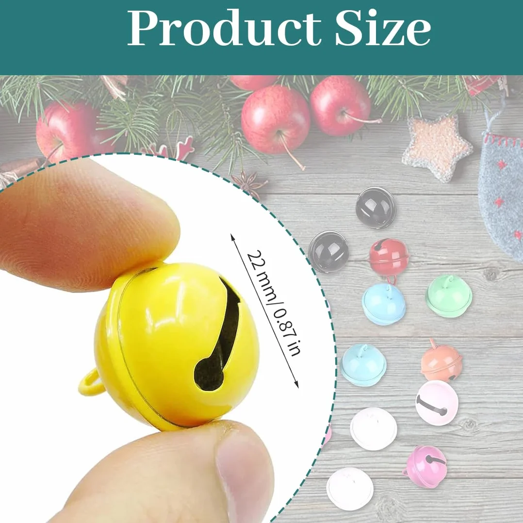 50 Piezas Cascabeles Manualidades de Color,22mm Pequeñas Cascabeles, Campanas de Metal,para Manualidades de Bricolaje Decoraciones Creativas Cumpleaños Navidad Bisutería(Estilo 1)