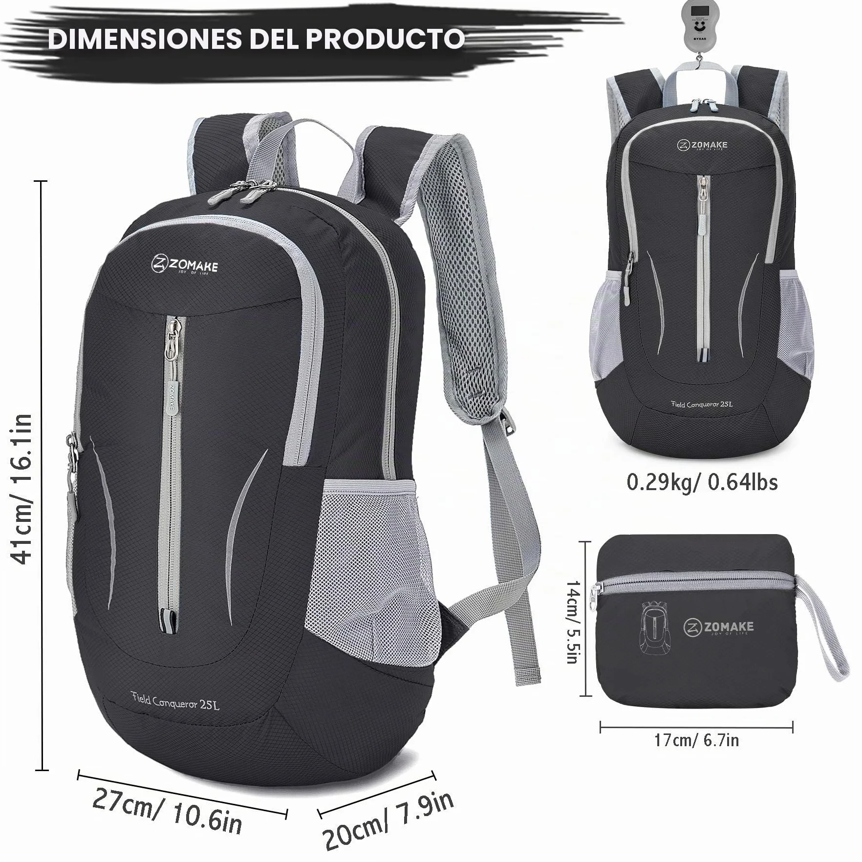 ZOMAKE Mochila Plegable Ultraligera 25L Impermeable Senderismo Trekking Viaje