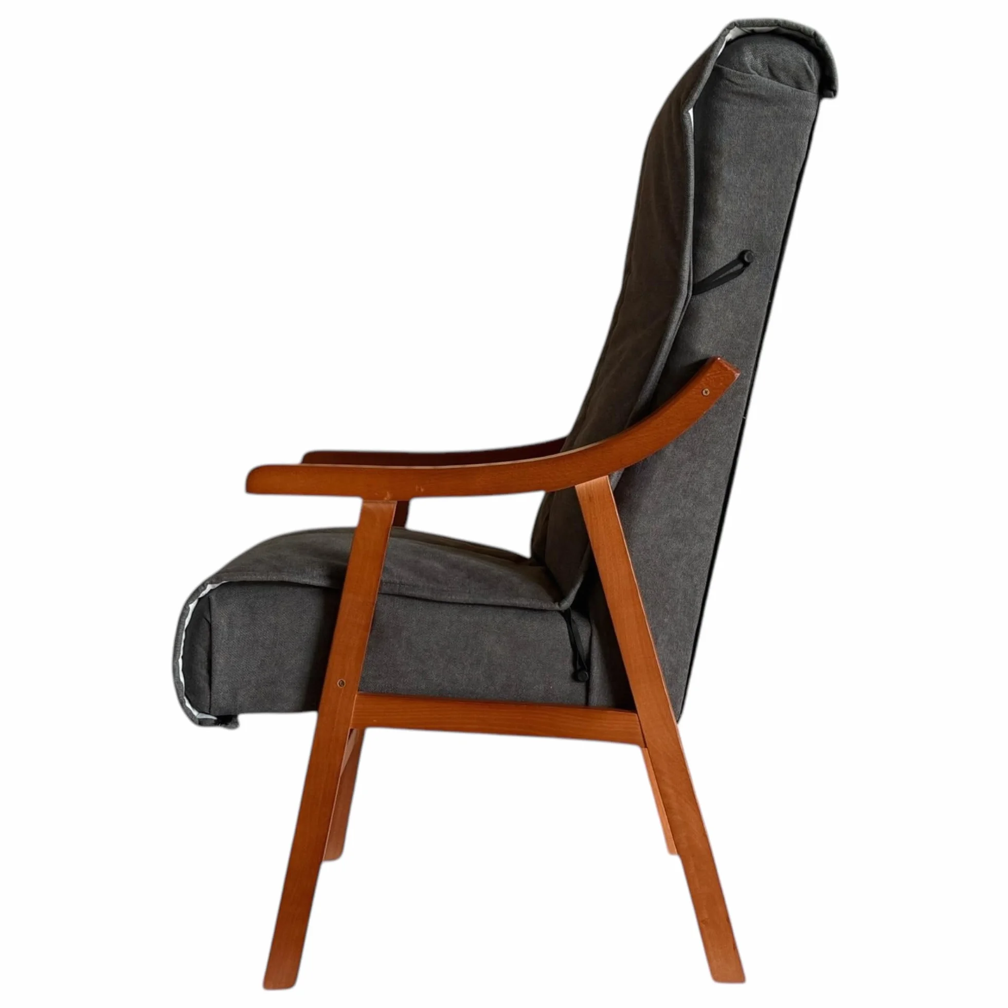 Sillón Alto con Manta y reposabrazos tapizado Marengo