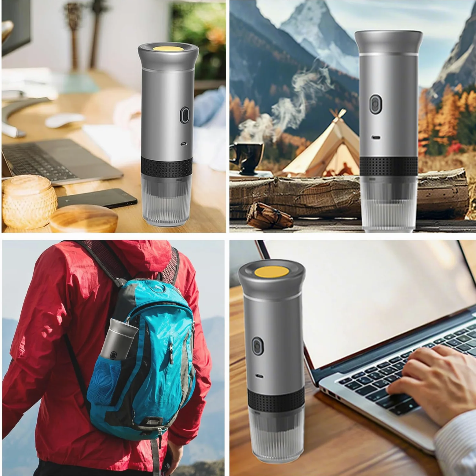 Máquina de café expreso portátil,Cafetera Cápsula de Espresso 3 en 1 | 15 bar,7500mAh,Autocalentamiento,compatible con cápsulas Nes y DG y café molido,para Oficina Viaje Camping(con bolsa)