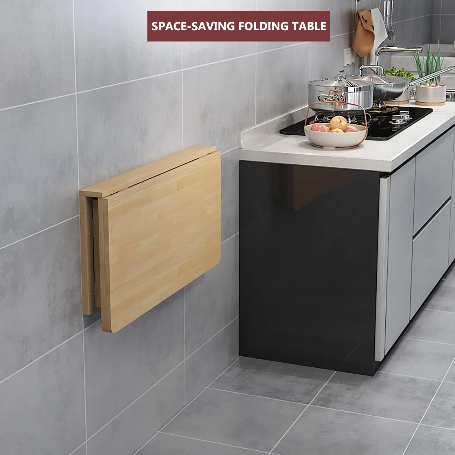 Mesa de Pared Plegable de Madera, Mesa de Cocina Abatible Portátil, Mesa de Estudio, Grandioso para Comedor Estudio Cocina Balcón, Ahorro de Espacio(Tamaño : 80x50x33cm)