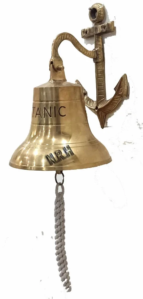 Campana para Colgar en la Pared con Ancla Titanic para decoración de Pared (15,24 cm, latón)