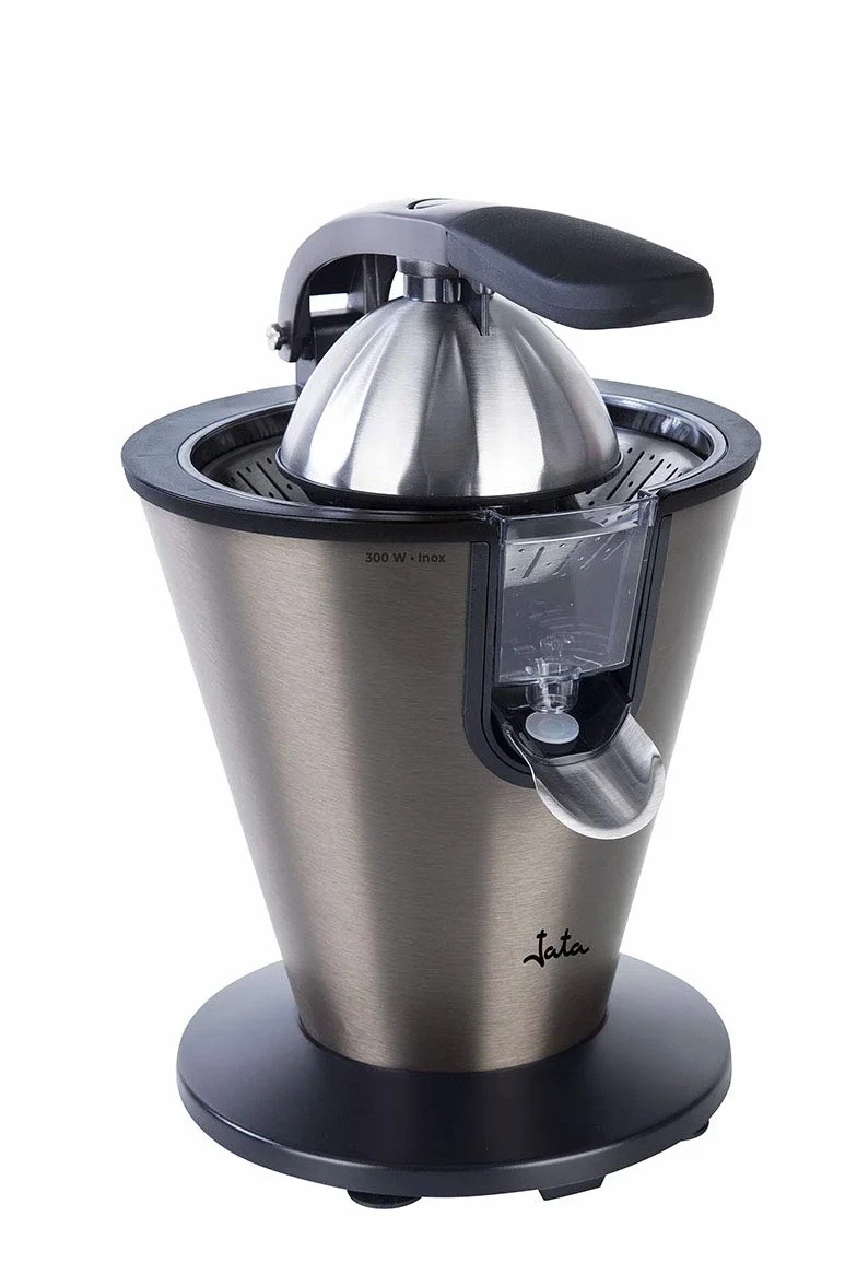 Jata EX1057 - Exprimidor eléctrico de brazo de acero inoxidable. Filtro regulador de pulpa. Extracción continua. Sistema antigoteo. Desmontable. Fácil limpieza. 300 W de potencia. Silencioso.