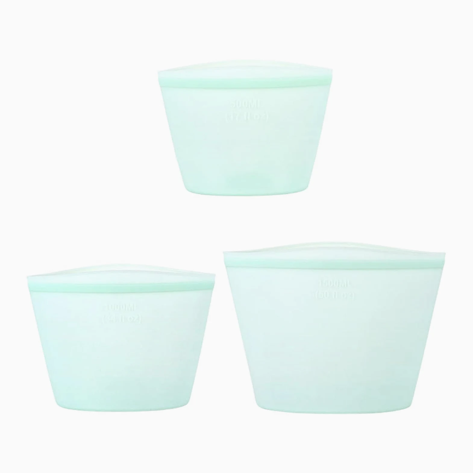 Bolsas de almacenamiento de silicona para sobras y refrigerios, 3 piezas, fáciles de limpiar y con cierre a presión, aptas para lavavajillas
