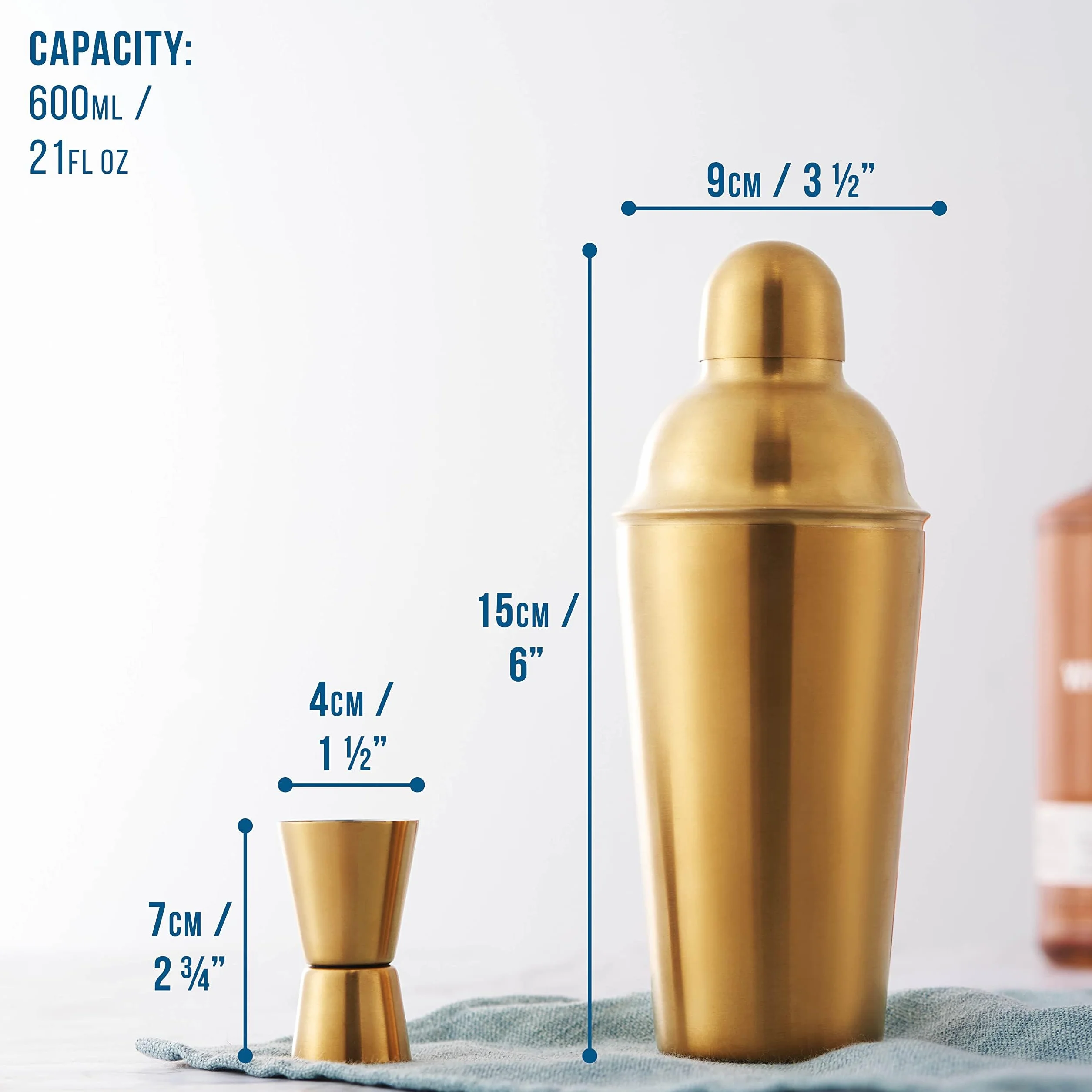 10 Piezas Kit de Coctelería Dorado - Juego Completo de Regalo Bar con Coctelera de Acero Inoxidable, Vertedor y Mezclador- Set de Regalo para Entusiastas y Cantineros Profesionales