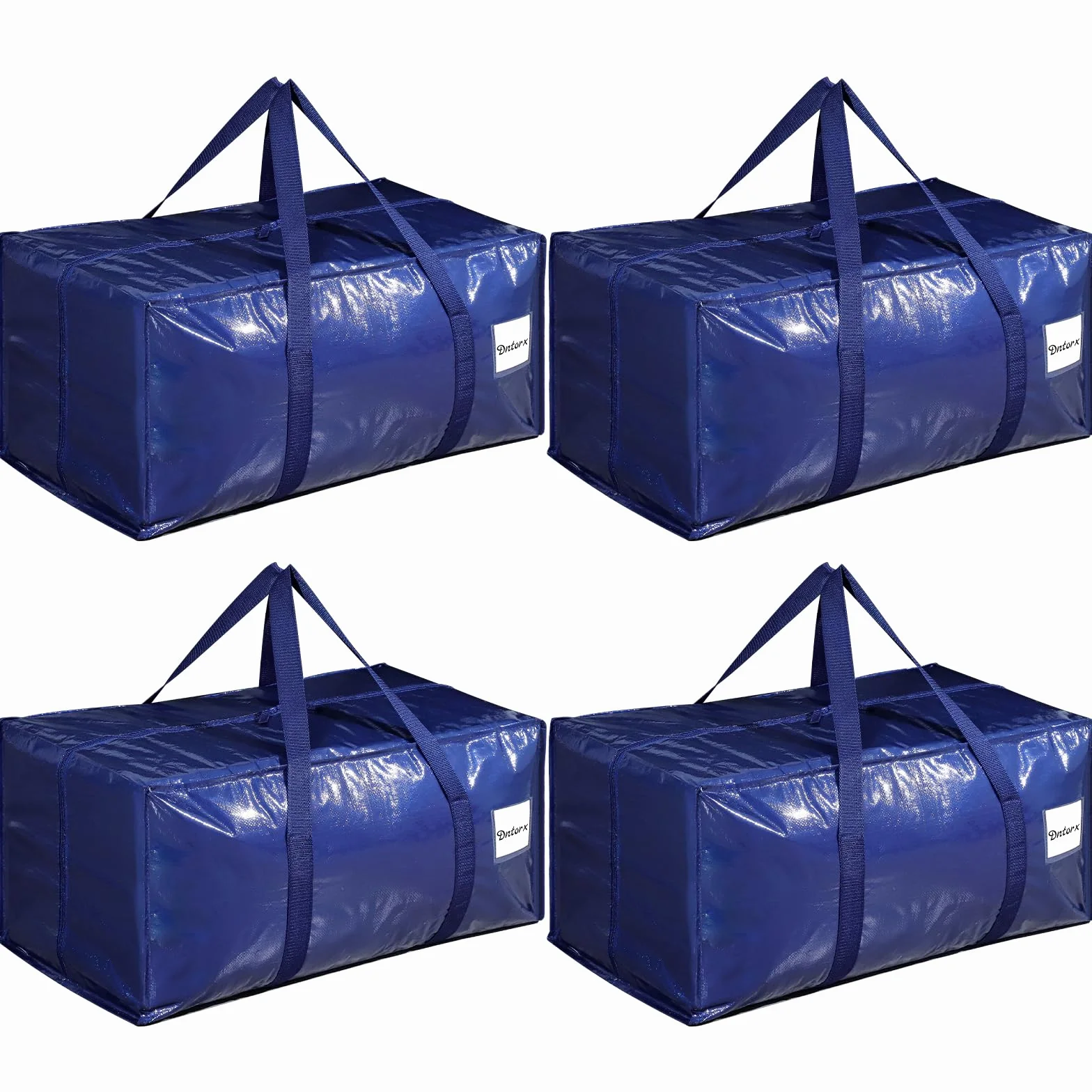 Dntorx 4 bolsas de almacenamiento de 90 l, resistentes bolsas de mudanza, cajas de mudanza, grandes con asa con cremallera, caja de almacenamiento plegable para mudanzas, camping, ropa de cama