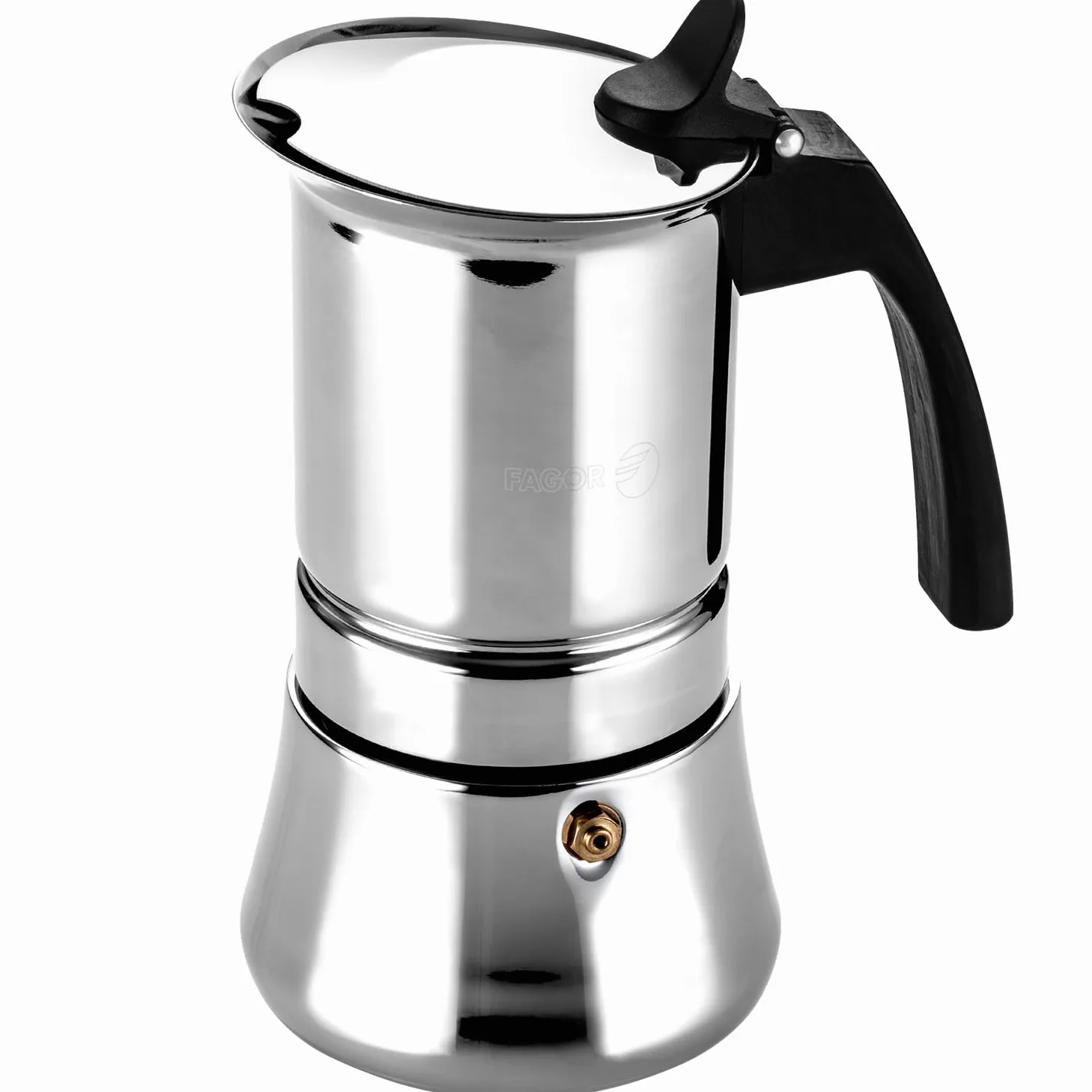 Fagor Etnica - Cafetera Italiana 10 Tazas, 500ml, Acero Inoxidable, Todo Tipo de Cocinas, Inducción, Mango Ergonómicos de Nylon, Café, Moka, Expresso