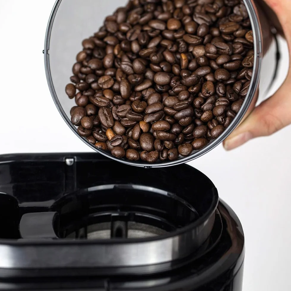 Caso 1848 - Cafetera con molinillo, acero inoxidable, color negro