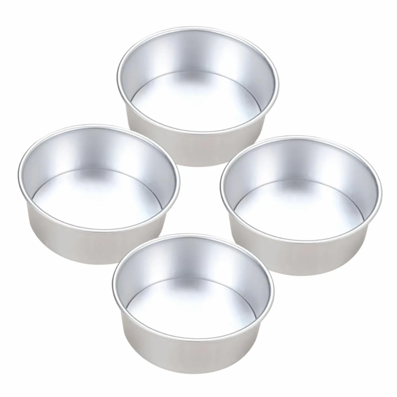 4 piezas Molde para Tartas Redondo de Aleación Base Extraíble y Revestimiento Antiadherente para Hornear Bizcochos y Postres