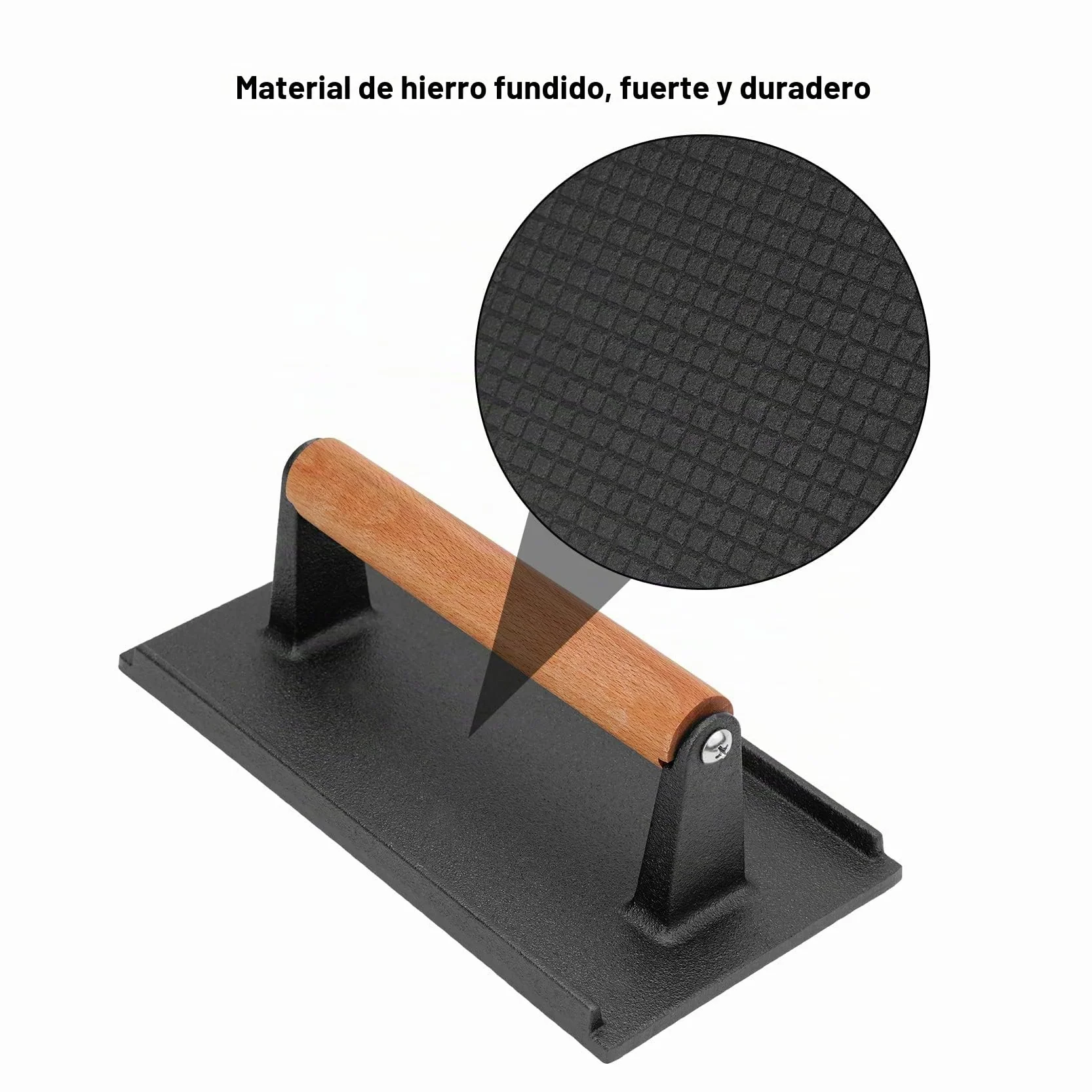 onlyfire Prensa para hamburguesas de parrilla, prensa de hierro fundido para filete de carne y tocino para hamburguesa, sándwich a la parrilla, quesadilla y filete