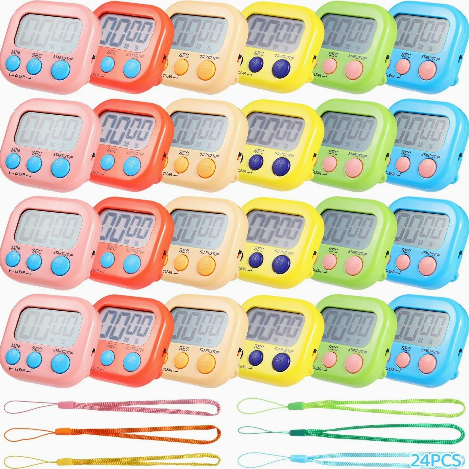 24 temporizadores digitales, temporizador magnético de cuenta regresiva con pantalla LCD grande y alarma fuerte, perfecto para aula, ejercicio y cocina