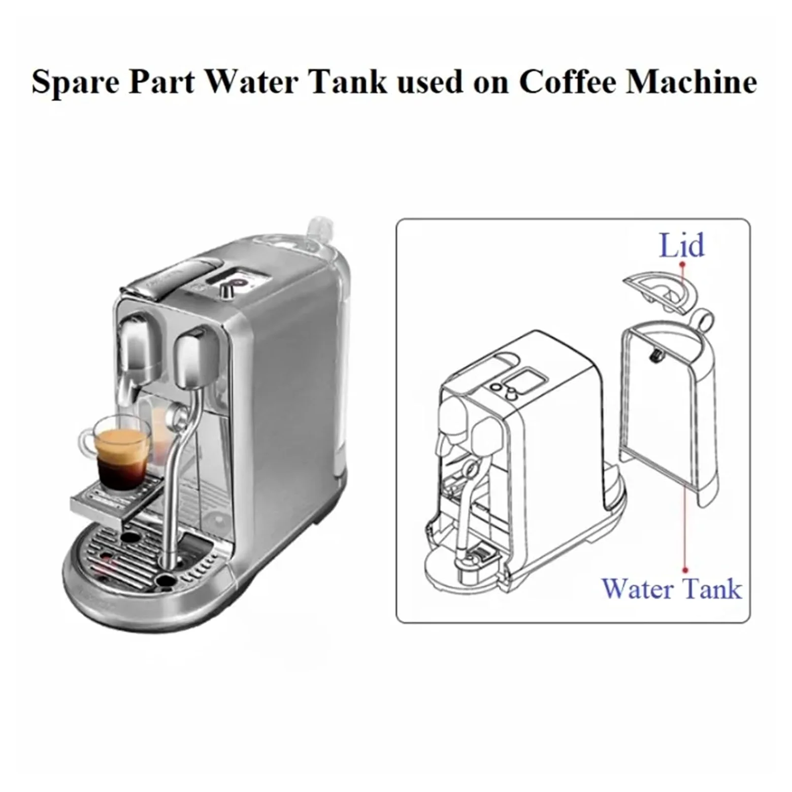 Tanque De Agua for Máquina De Café En Cápsulas, Compatible Con NESPRESSO, Compatible Con Creatista, Además De Accesorios De Repuesto J520