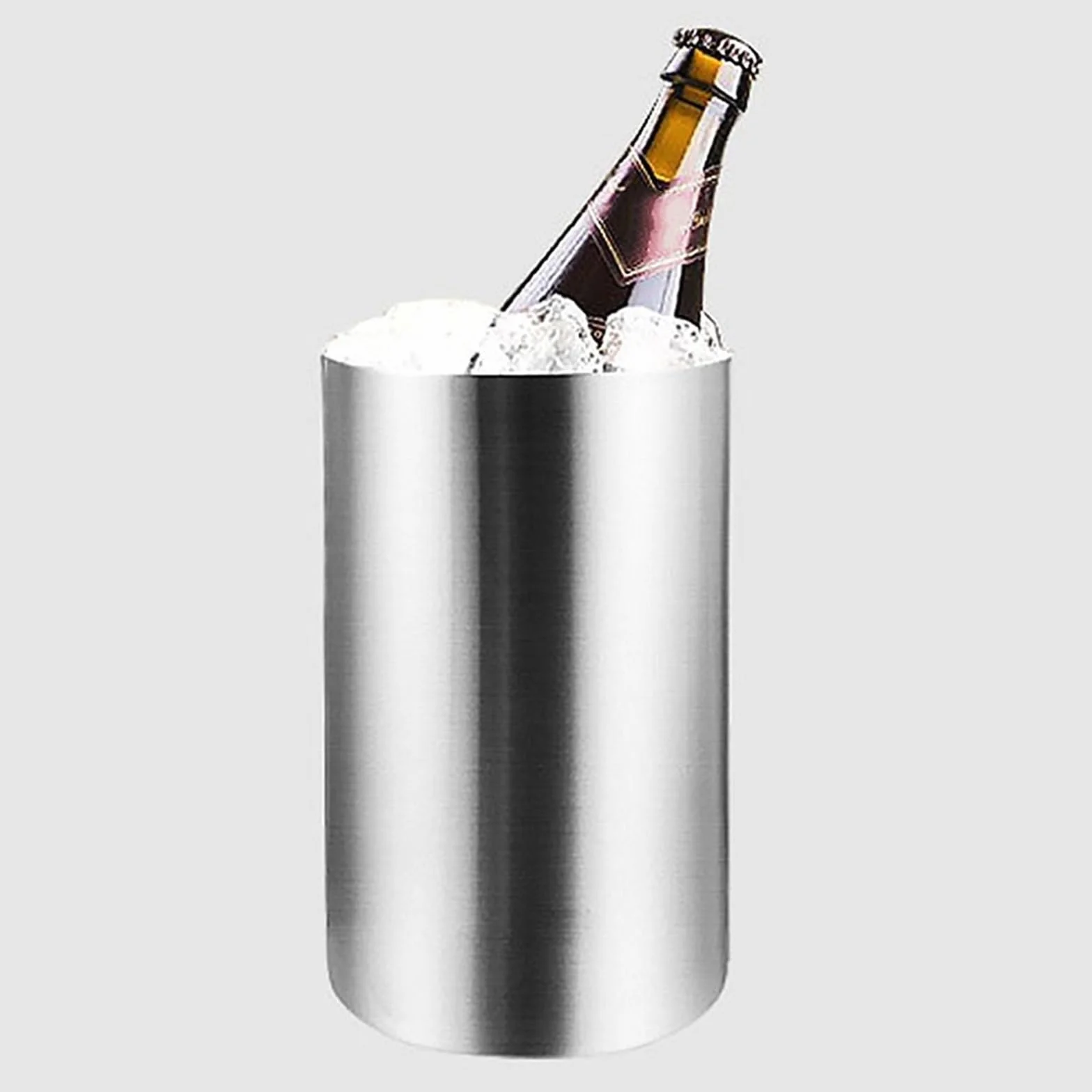 Cubiteras para Hielo Cubo de hielo de doble pared de acero inoxidable con aislamiento térmico, contenedor redondo, Enfriador de hielo for vino, armario de cerveza, herramienta de cocina Cubo de Hielo
