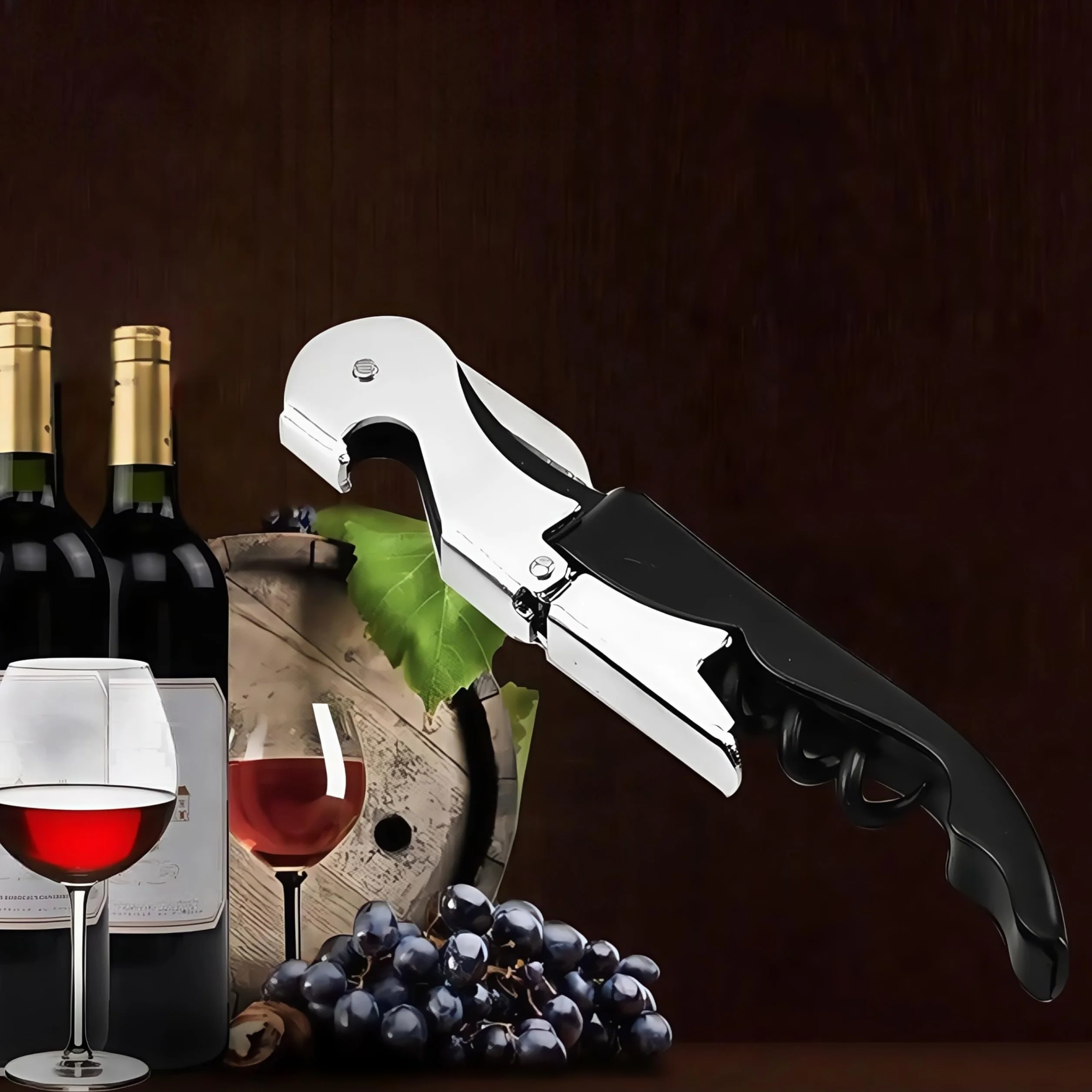Abridor de Vino,4 Piezas Sacacorchos Camarero Profesional,Sacacorchos para Vino con Cuchillo,3 in 1 Abrebotellas Vino para Restaurante(Negro)