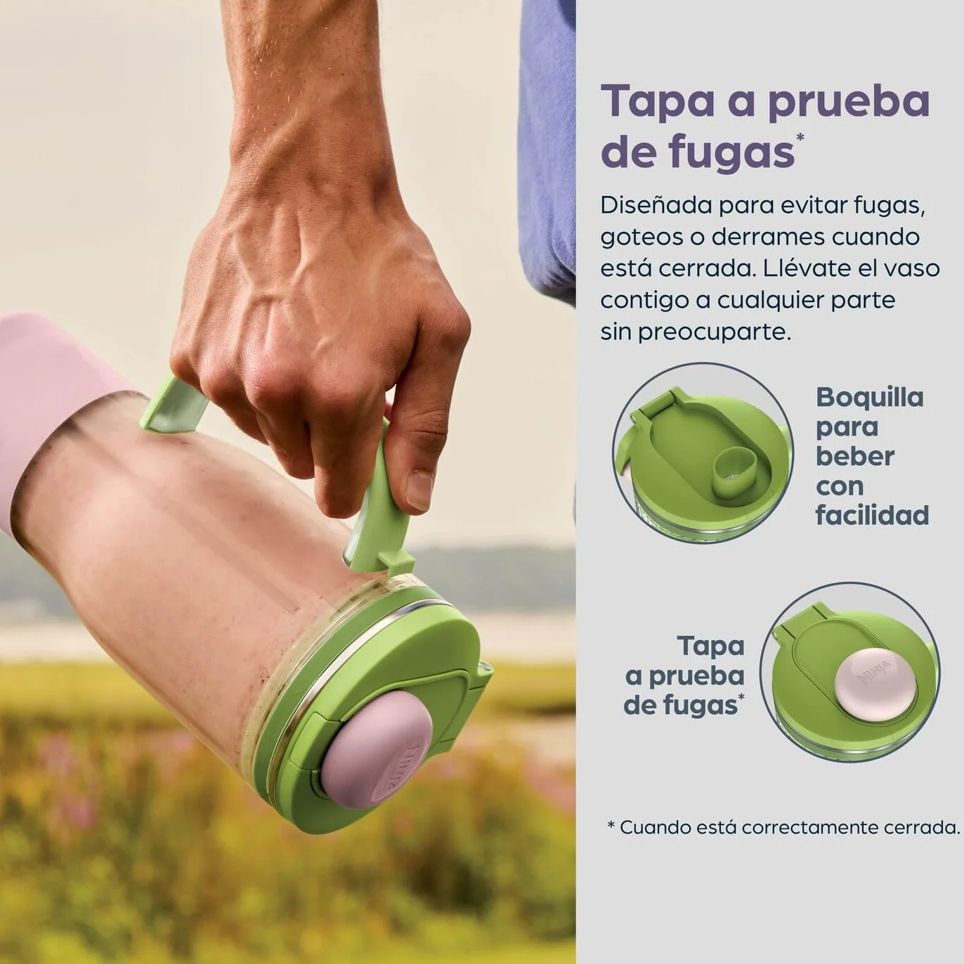 Ninja BlendBoss Batidora con vaso portátil, batidora individual con vaso extraíble, 3 preajustes automáticos, color ciberespacio DB351EUCY
