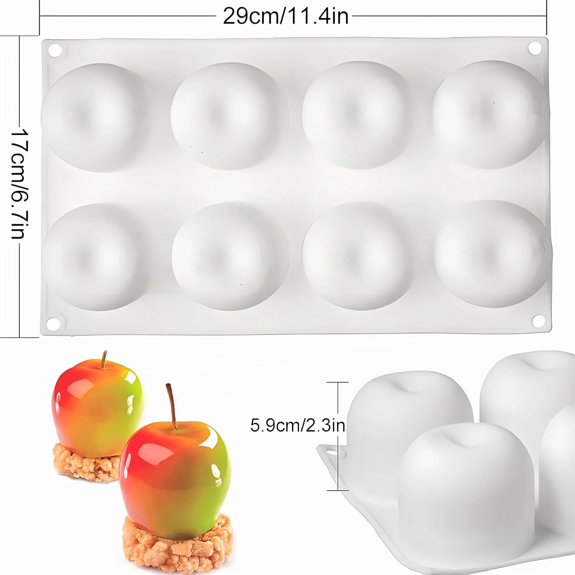 Molde de silicona 3D para tartas de manzana con 8 huecos, para hacer bombas de chocolate caliente, tartas, gelatina, mouss
