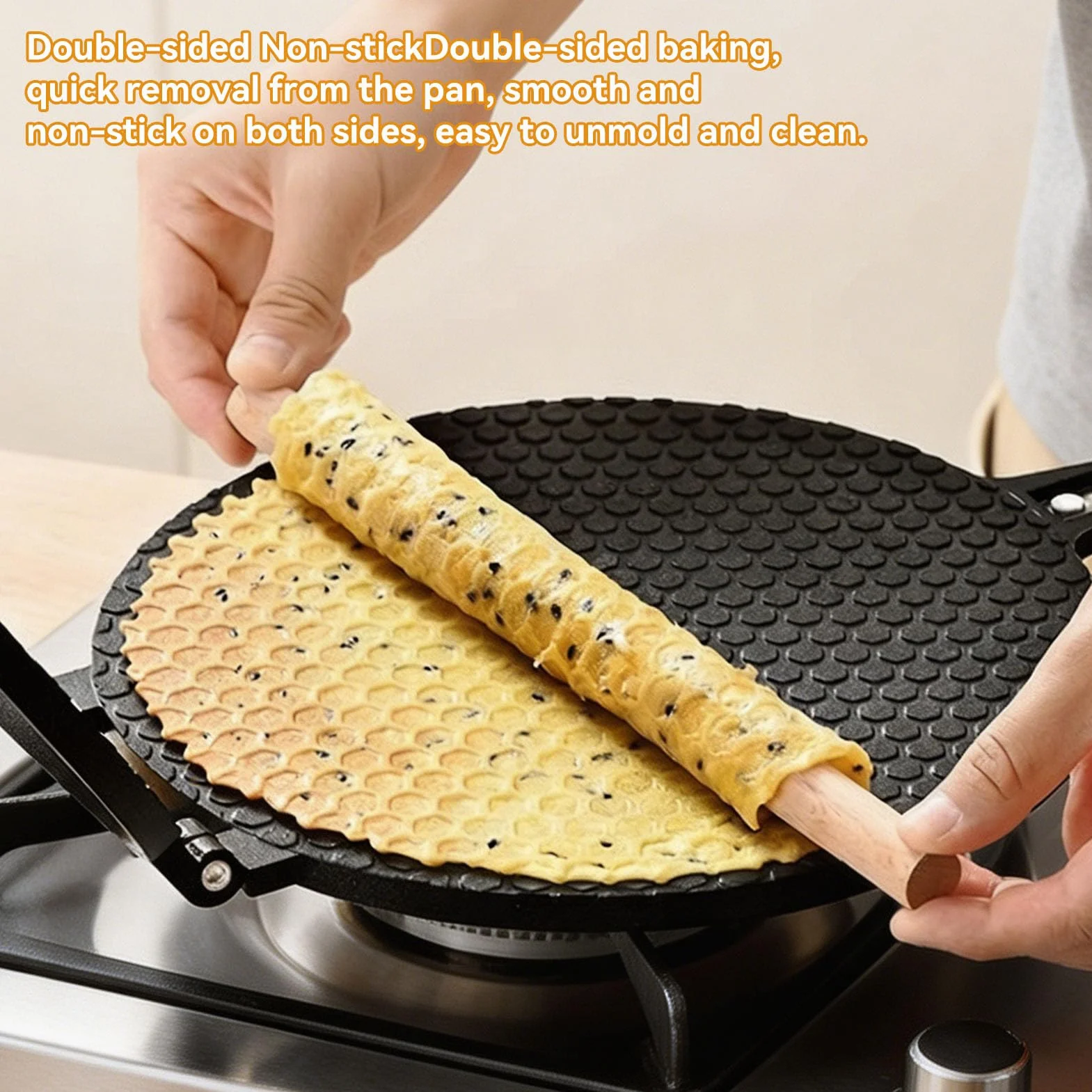 Waffle Cone Maker, Aleación de Aluminio Egg Roll Ice Cream Cone Maker Waffle Irons Baking Pan Non Stick Waffle Irons Mold Pan Non-stick Egg Roll Maker for Kitchen