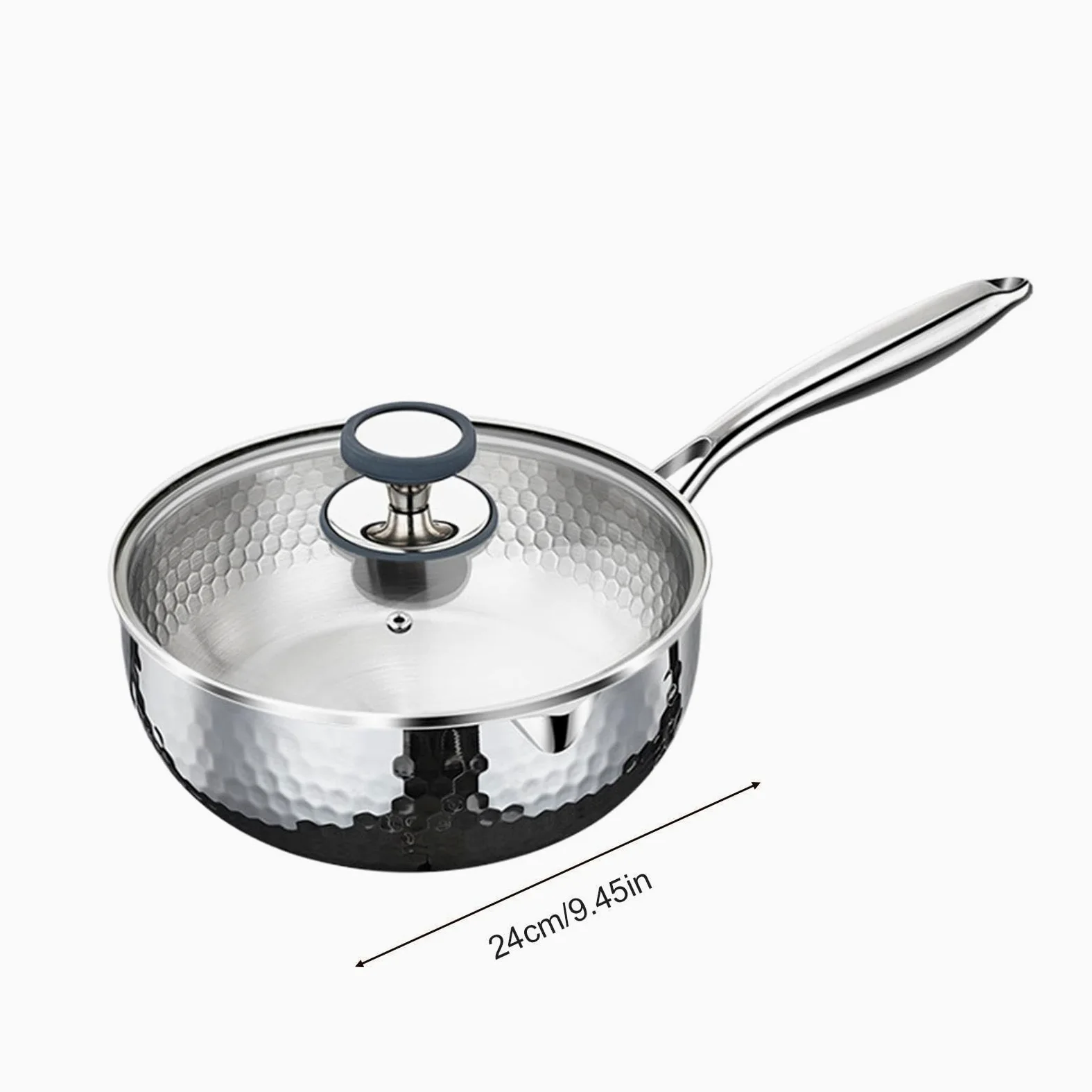 Cazo Con Tapa Antiaderente Con Tapa, Asa Y Vertedor | Cazo Pequeño Para Vapor Y Salsas Cocinar, Freír, Cocción Lenta, Hervir, Sopas, Comidas Saludables, Compatible Con Inducción