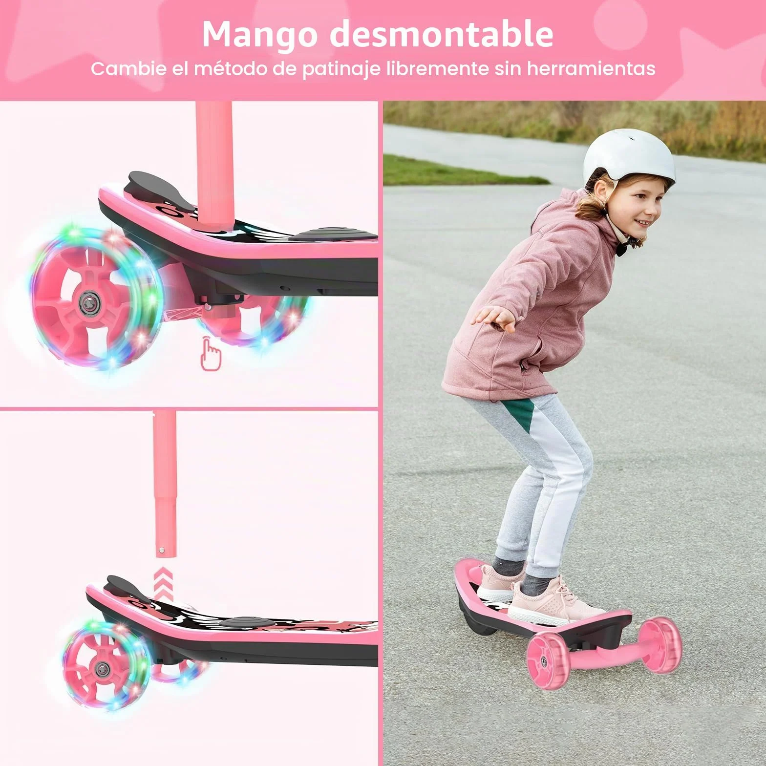 iScooter Patinete eléctrico para niños 2 en 1 batería 12V 5Ah ruedas 5 pulgadas carga máxima 50kg