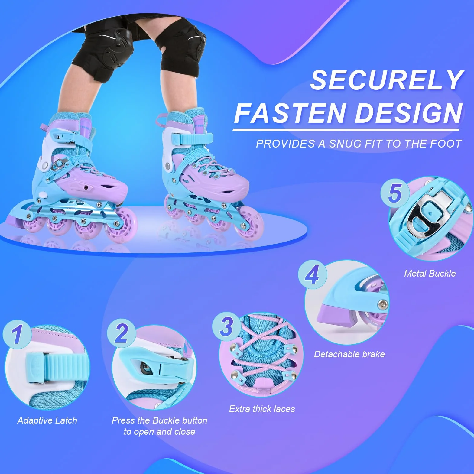 Patines en línea Ajustables para Niñas con Ruedas Luminosas, Principiantes Interiores y Exteriores
