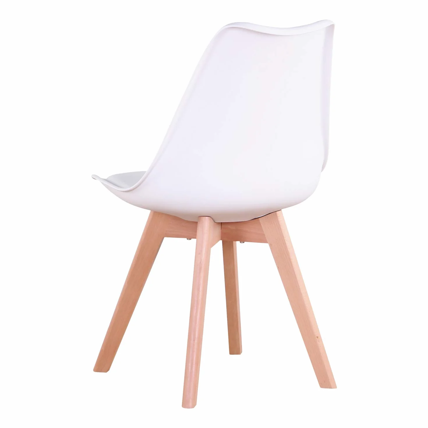 Juego de 6 Sillas de Comedor con Asiento Tapizado y Patas de Madera de Haya, Ideal para Comedor, Cocina, Salón, Dormitorio, Blanco