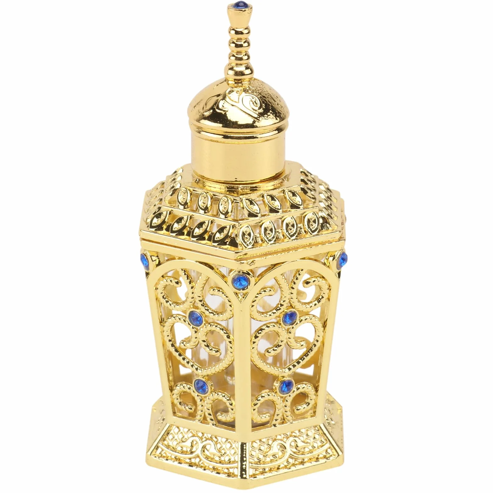 jojofuny Botella de Perfume de Vidrio y Aleación Dorada de 10ml, Portátil y Delicada, Adecuado para Decoraciones en Sala y Viajes