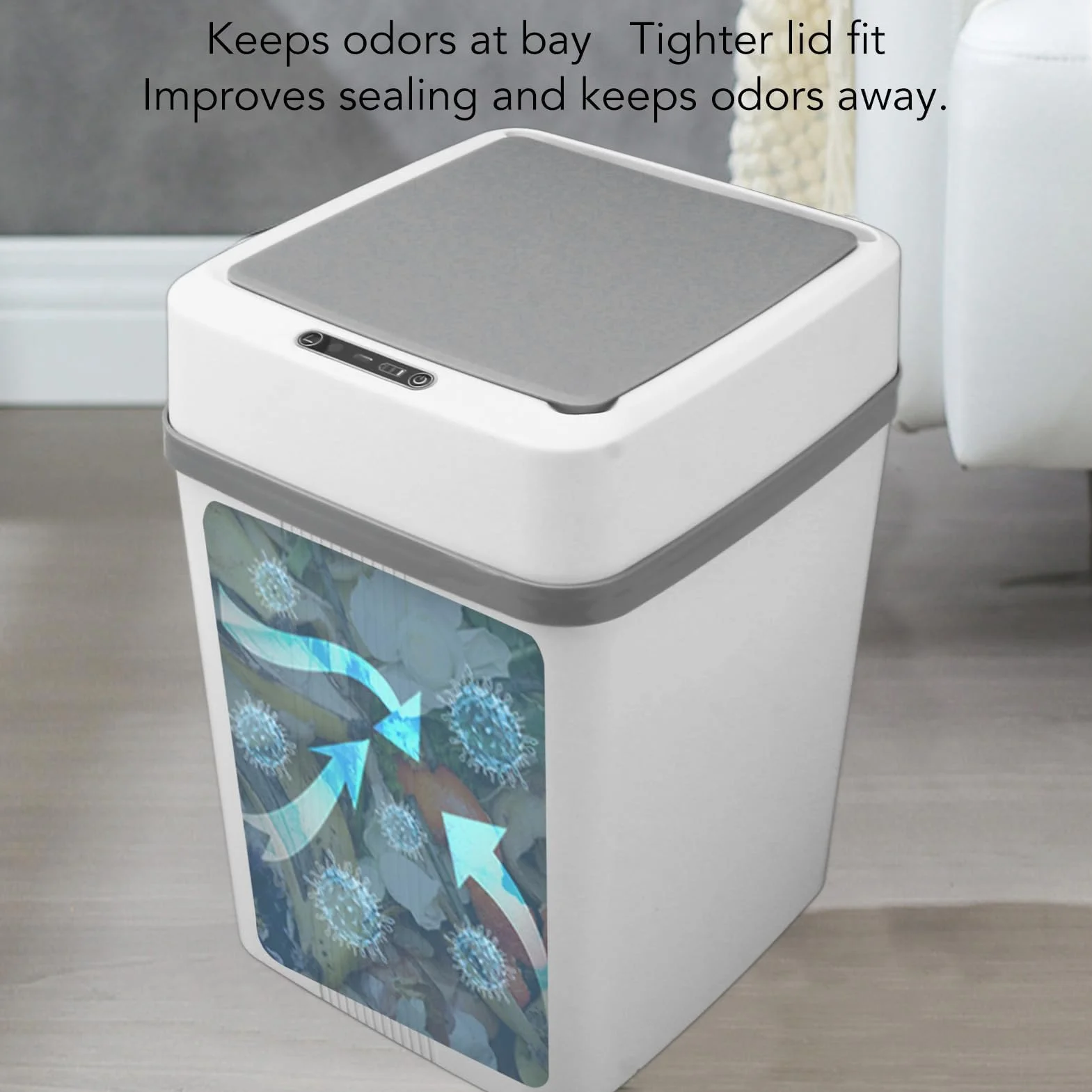 Duokon Bote de Basura con Sensor Inteligente, Carga USB, Tapa Automática, Resistente al Agua