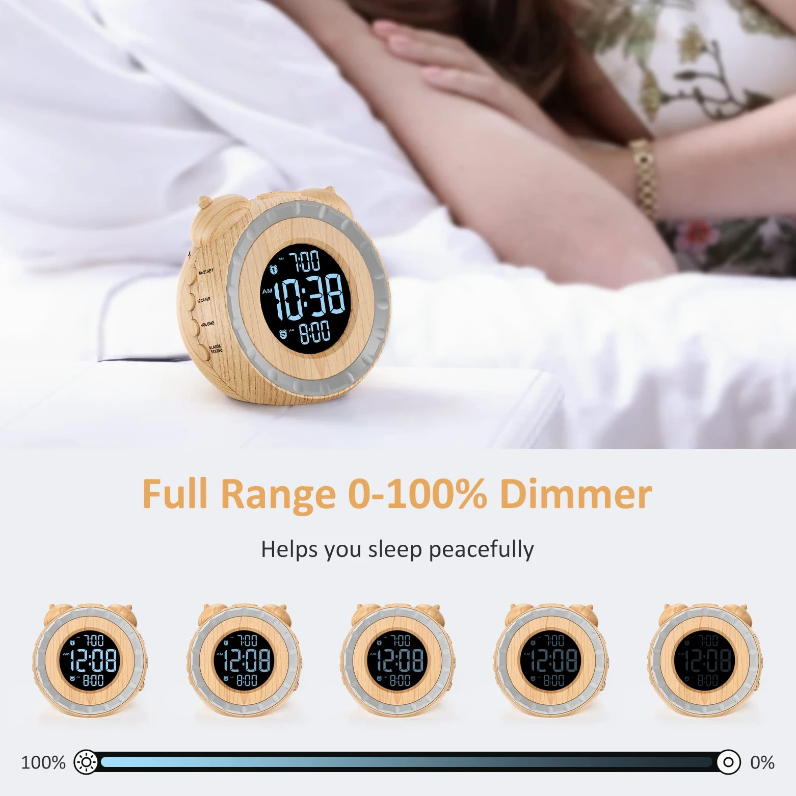 uscce - Despertador doble extra fuerte con coctelera de cama - Regulador de intensidad de 0 a 100%, despertador vibratorio para durmientes pesados o con problemas de audición, fácil de ajustar,