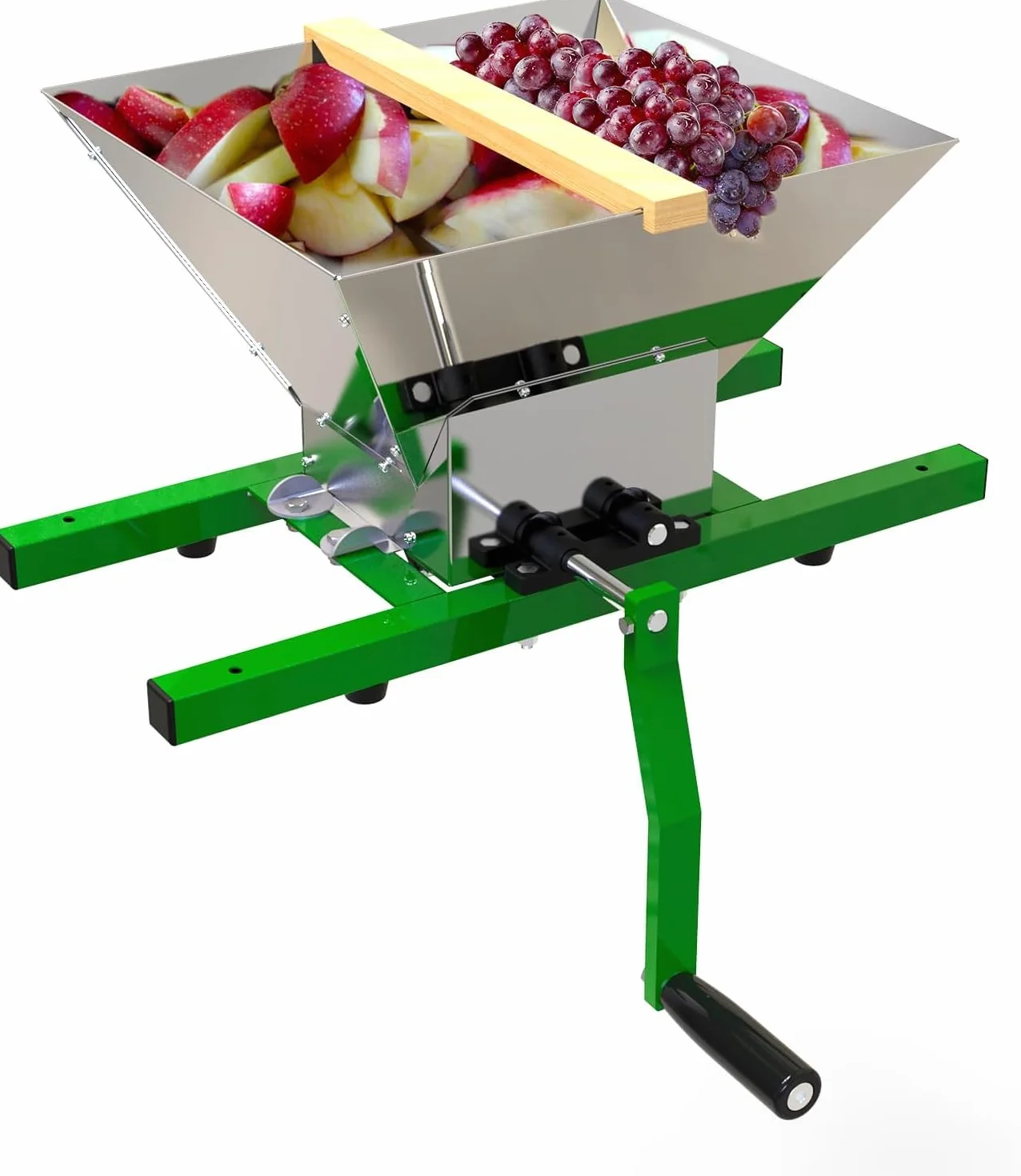 Trituradora de frutas portátil 7 L - Extractor manual de manzana para prensa de vino y sidra (acero inoxidable)