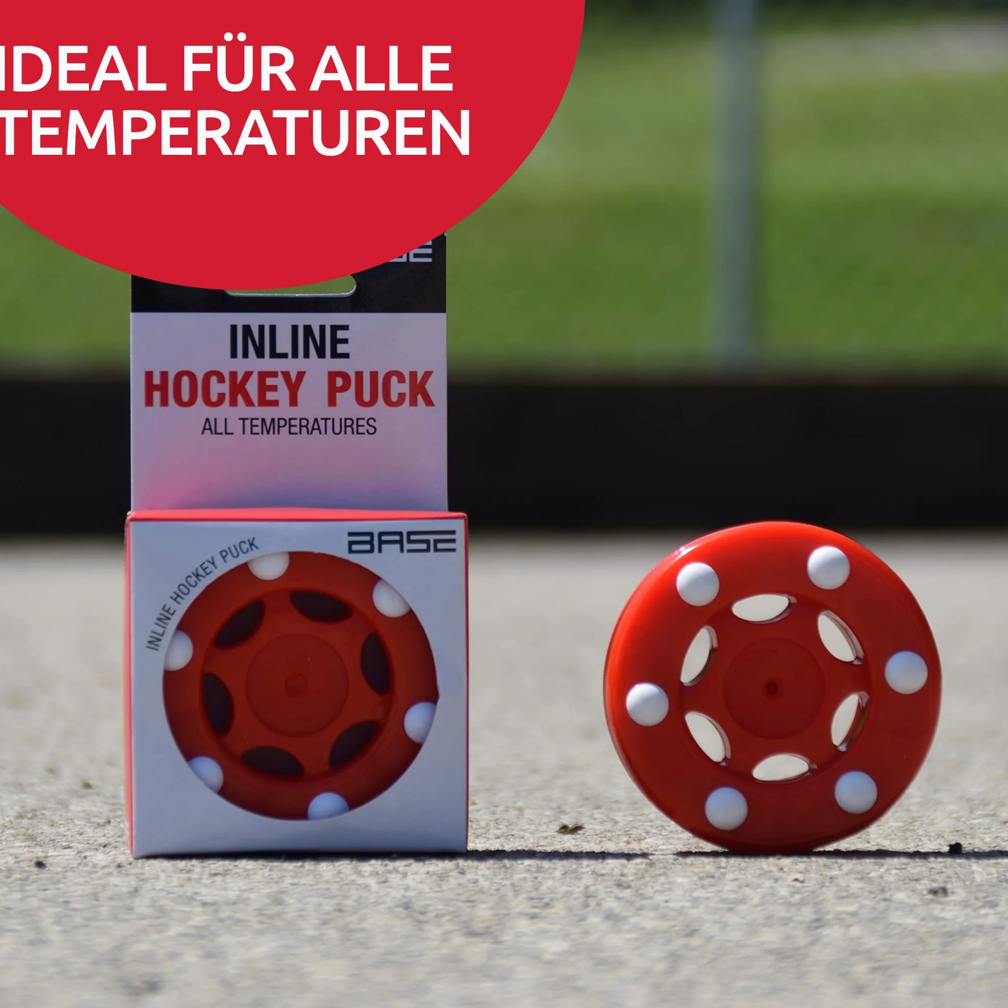 Base Puck Pro 6 Botones Hockey en Línea y Calle Rojo 8 cm