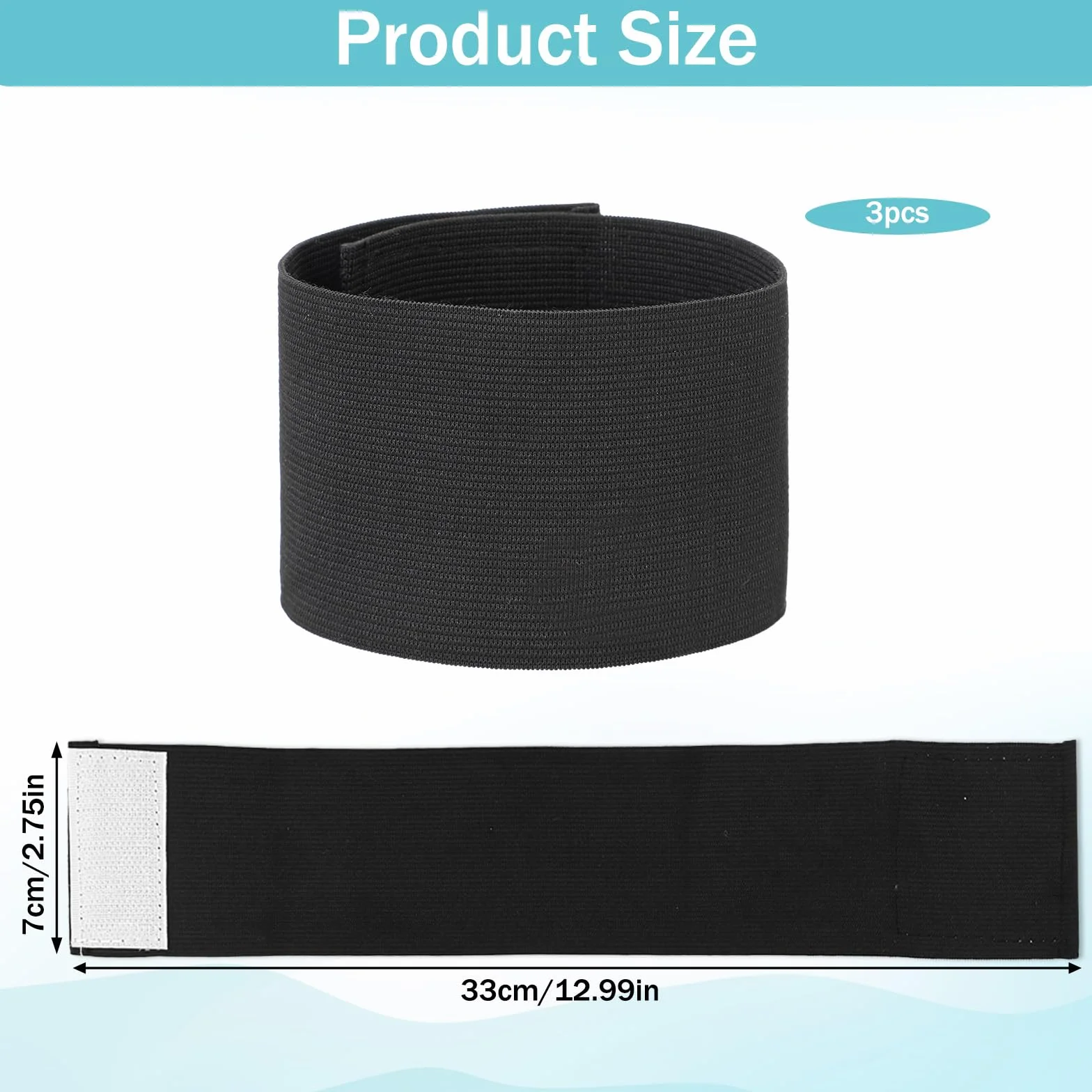 3 pulseras de pelo de luto de color negro, pulsera elástica de luto, pulsera elástica de pelo de luto, para funeral, fútbol, baloncesto, deporte, equipo de fútbol