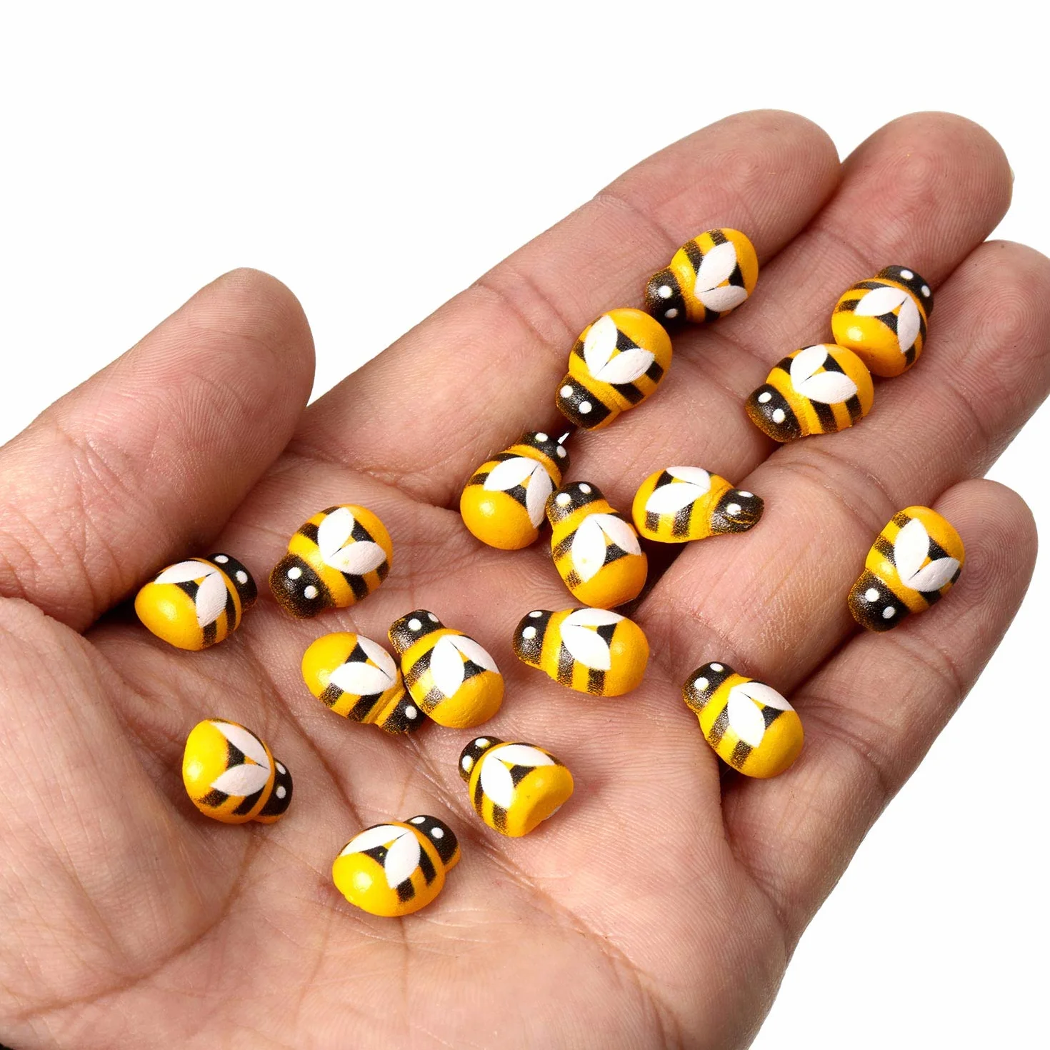 300 Paquetes Adornos Madera de Abeja Abeja Pintada Pequeña Abejorros de Madera Autoadhesivos de Espalda Plana para Decoración de Scrapbooking de Arte de DIY