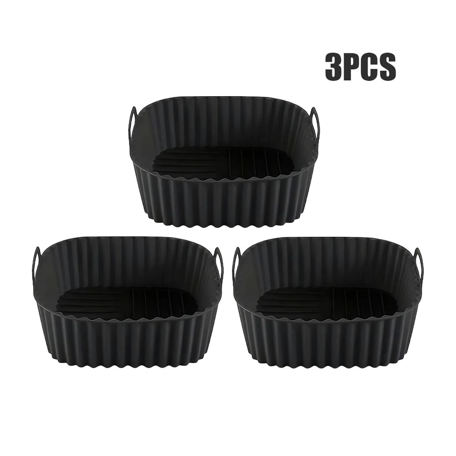 Genérico Bandeja for Hornear de Silicona de 3 Piezas for freidora de Aire | Antiadherente, reutilizable, 3 piezas, multiusos