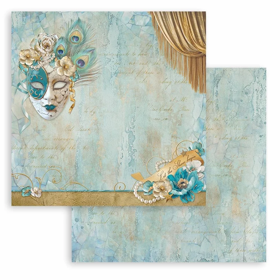Stamperia - Scrapbook Paper Pad for Scrapbooking, Albums, Card Making, Bullet Journalling and More, Acid Free, Double-Sided, Perfect for Hobbies, Crafts, and Gifting (Masquerade) (30.5 x 30.5cm)