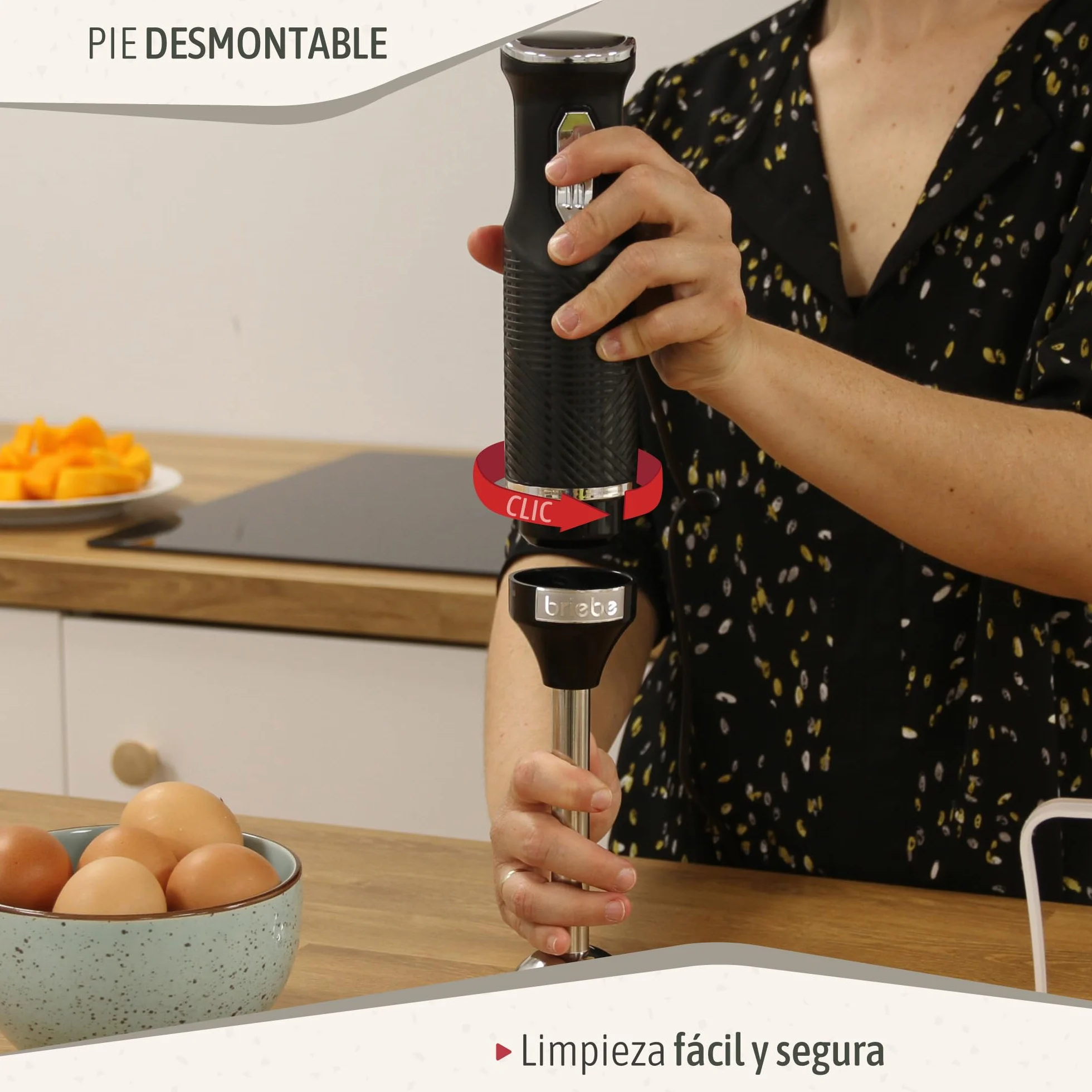 briebe Elegance Set Tostadora Pan 2 Rebanadas, 7 Niveles Tostado + Hervidor Agua Eléctrico 1,7L Inalámbrico, 2200W Libre BPA + Batidora de Mano 600W, 2 Velocidades, Acero Inoxidable, Negro