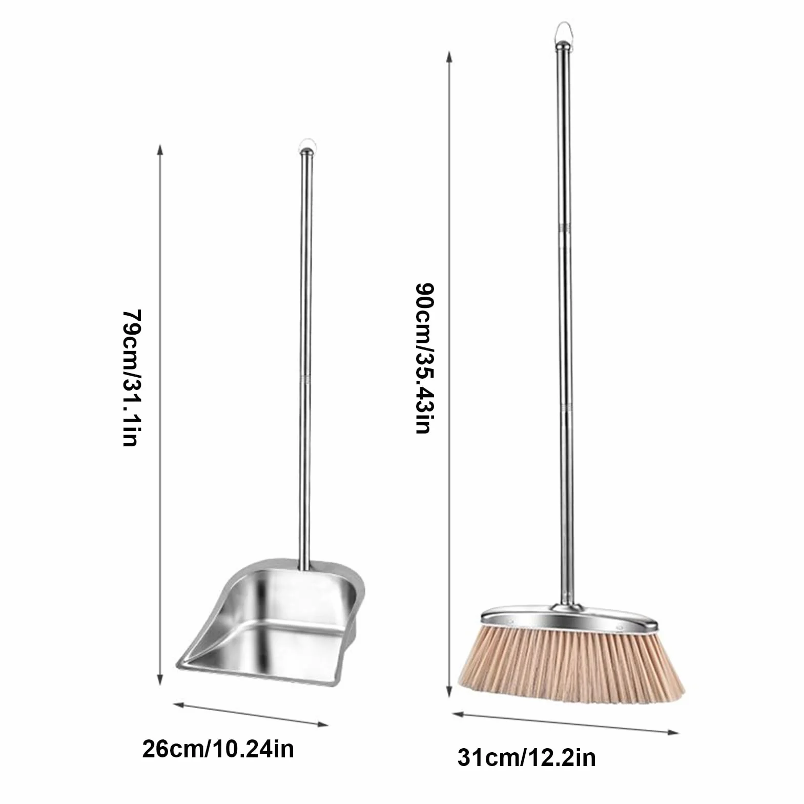 Escoba Y Recogedor Para Cocina, Escoba Ajustable Exteriores, Herramienta Limpieza Suelos Acero Inoxidable