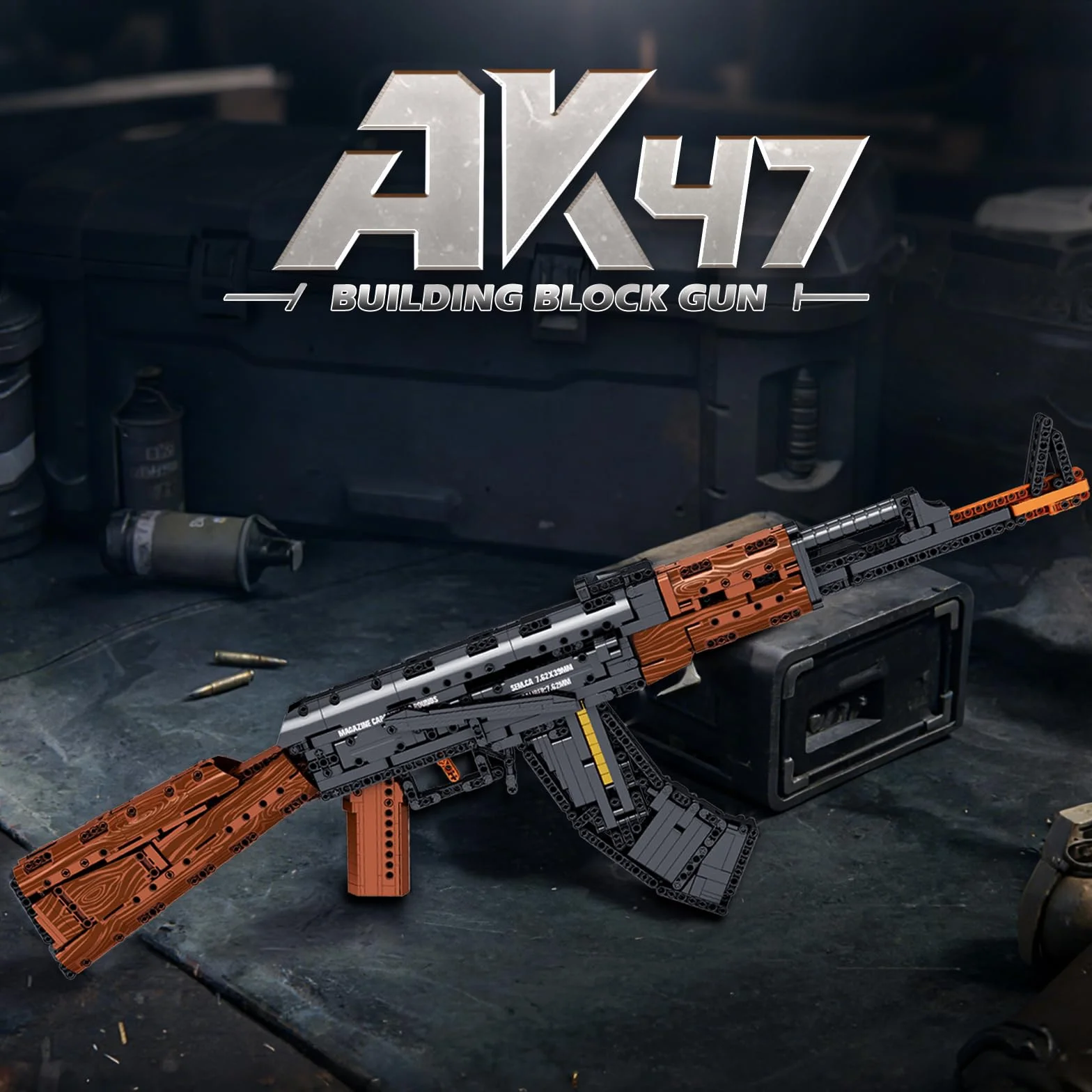Reobrix Maqueta AK-47 para Adultos, Modelo de Fusil de Asalto en Bloques1:1