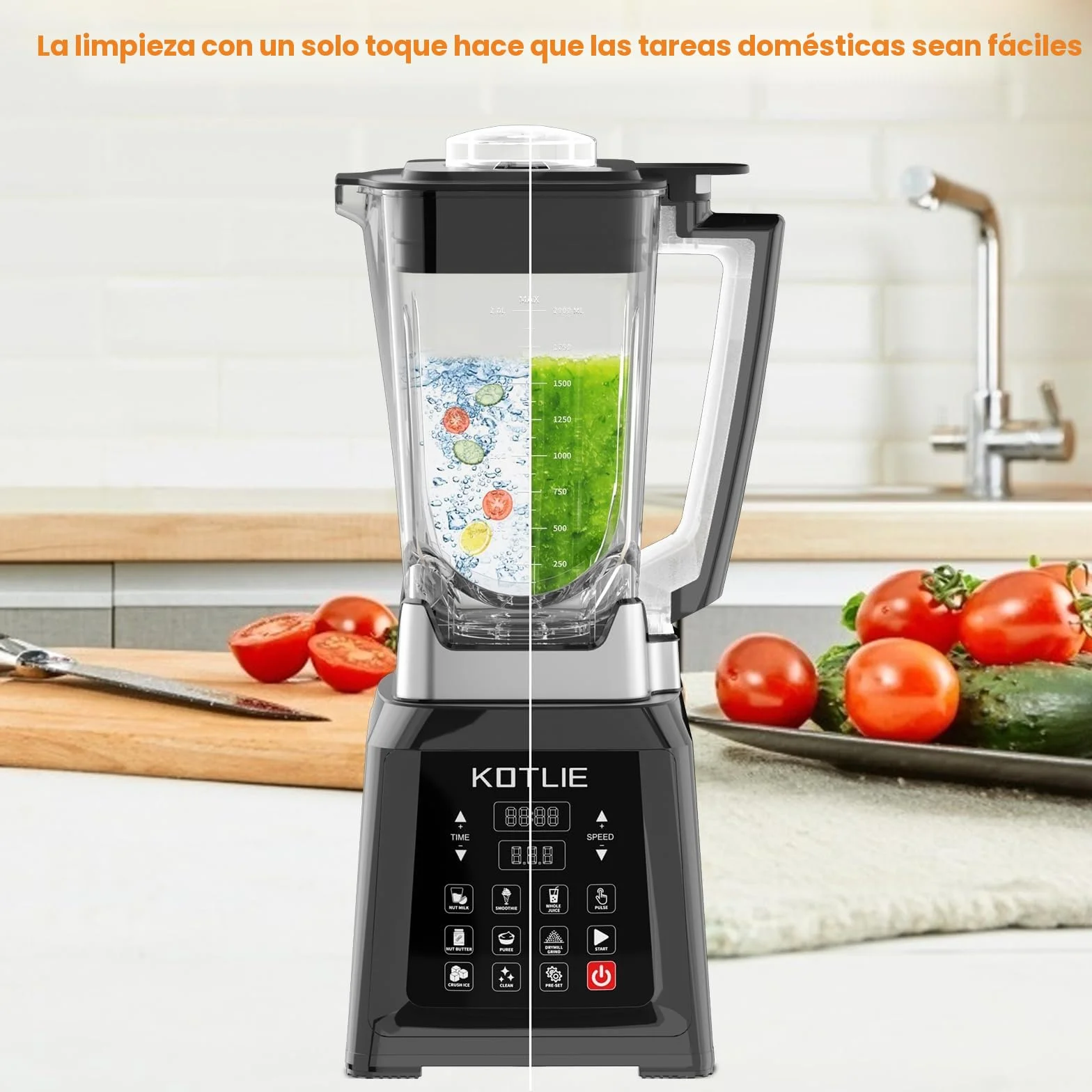 KOTLIE Batidora de Alta Velocidad de 2000W con 8 Programas Preestablecidos