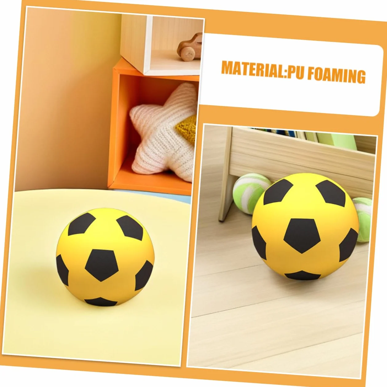 INOOMP Mini Pelota de PU Foaming Amarilla para Fútbol en Niños Interior Silencioso