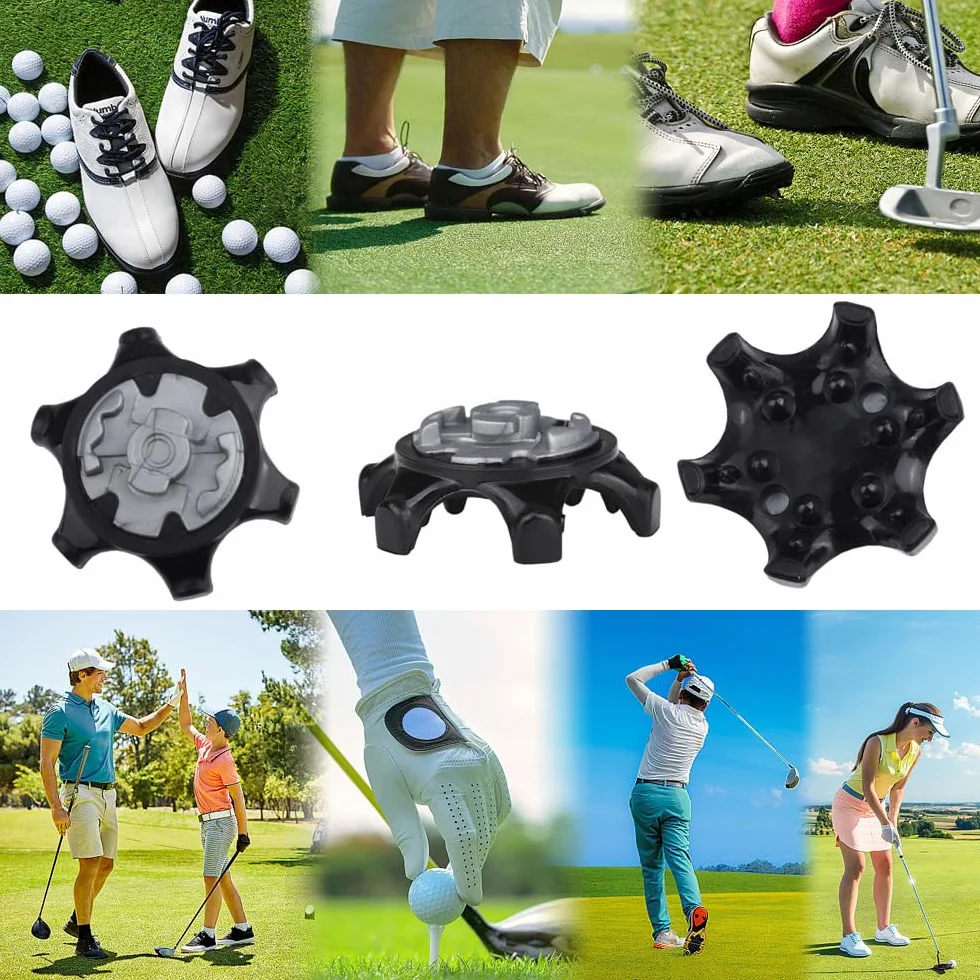 16 pinchos de golf, tacos a granel con picos de dientes, juego fácil de instalar para zapatos (negro)