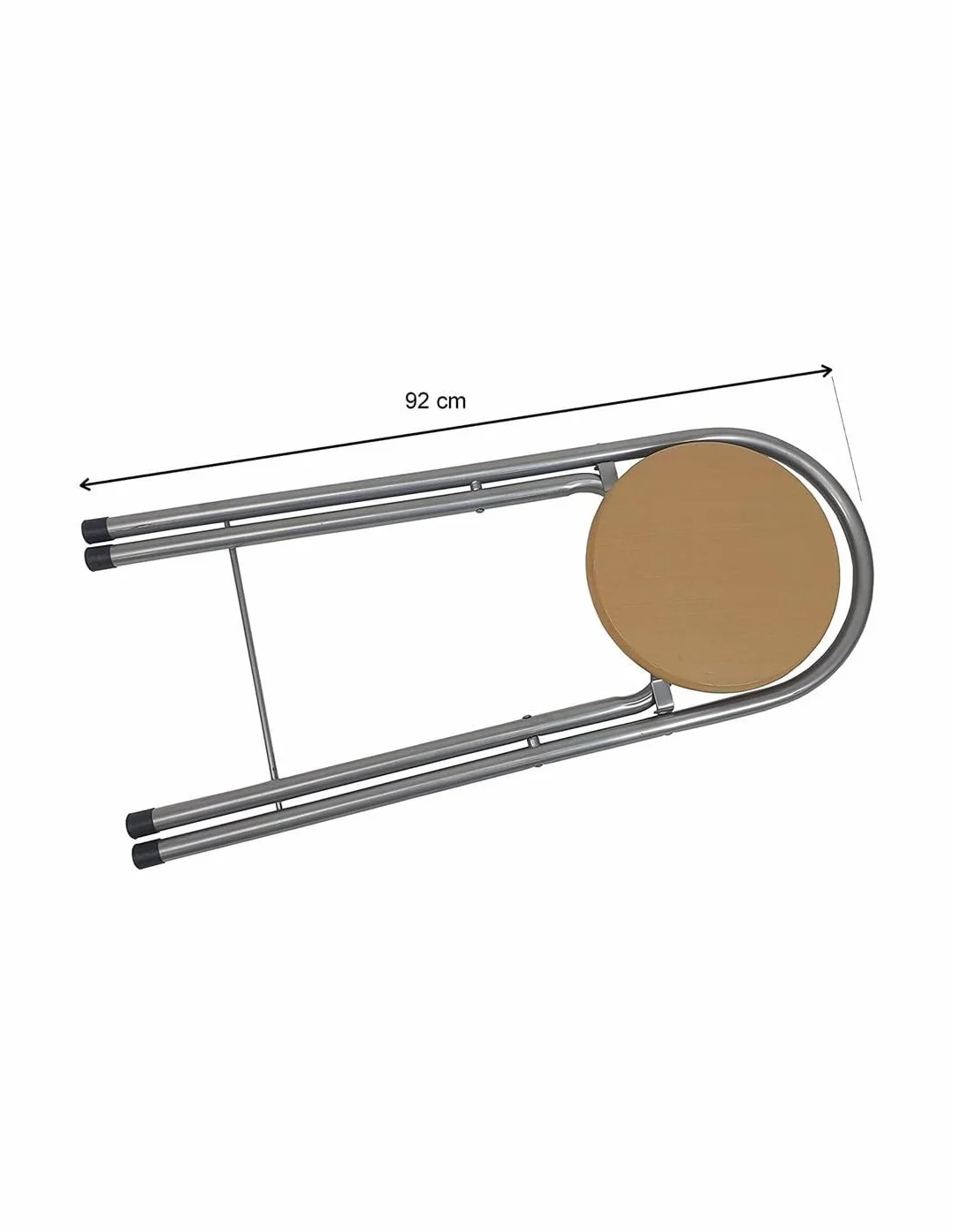 Jardin202 - Taburete Plegable de Cocina con reposapiés | Estructura Metálica | Auxiliar Hogar | Plata y Madera | 40x45x80 cm