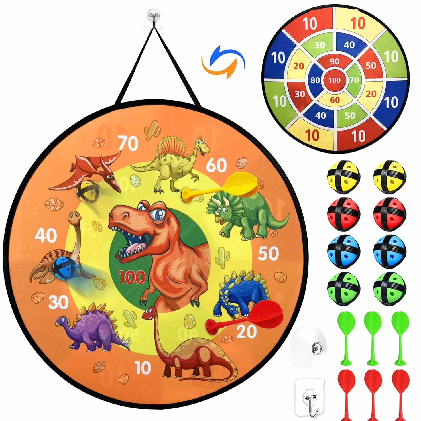 Diana Dardos Niños 66cm Tablero Doble Cara Dinosaurio Deportes Juego Lanzamiento Seguro