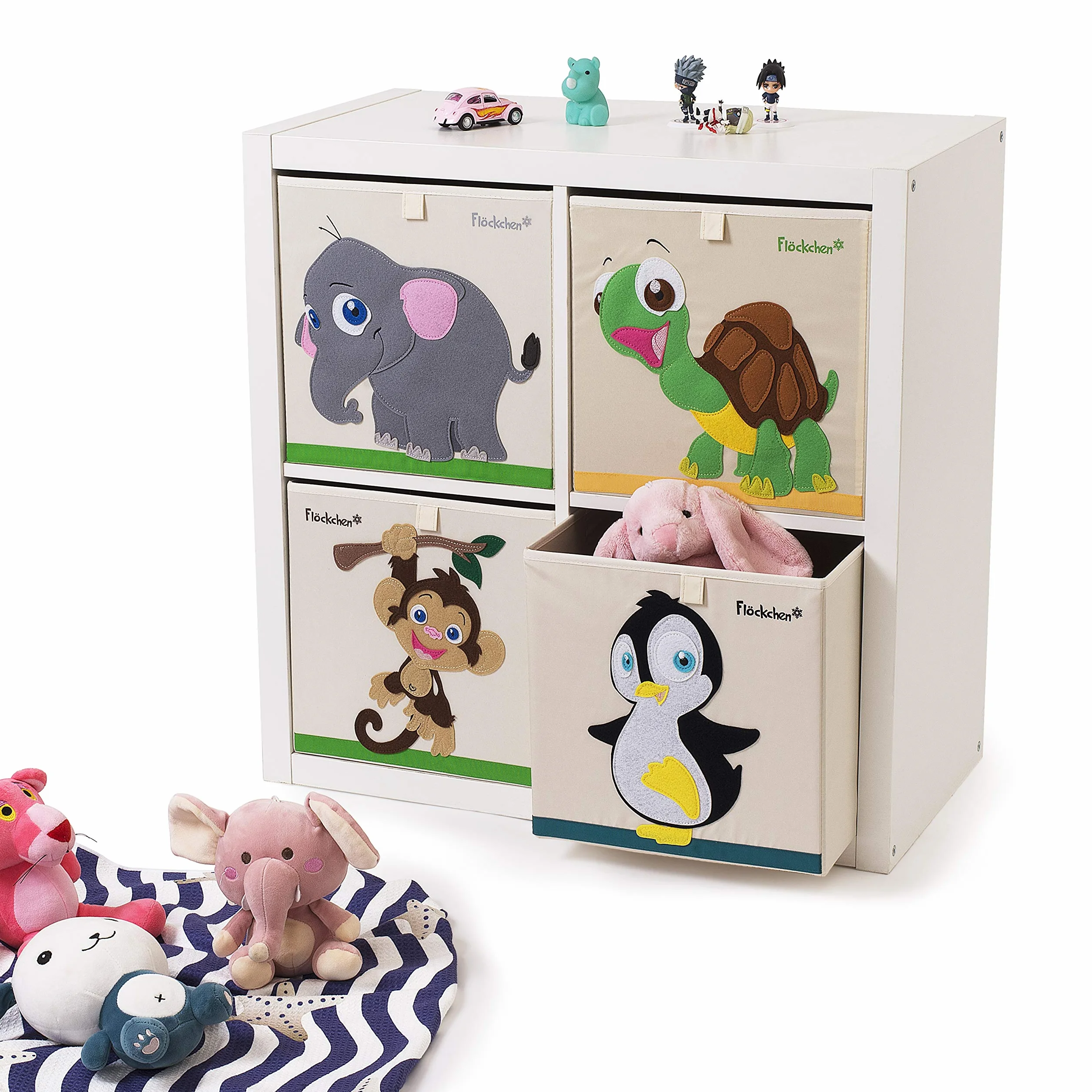 Caja de almacenamiento infantil con diseño de animales Polly el pingüino 33x33x33 cm para estante Kallax