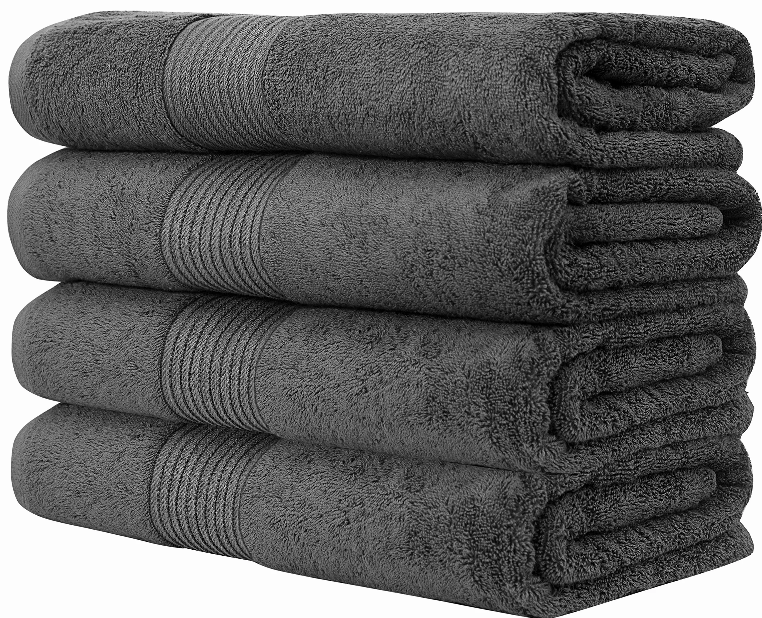 Bumble Towels Bliss - Toallas de baño de algodón Peinado de Lujo, 86 x 142 cm, Extra Grandes, 650 gsm, Suaves, absorbentes (Paquete de 4, Gris Oscuro)