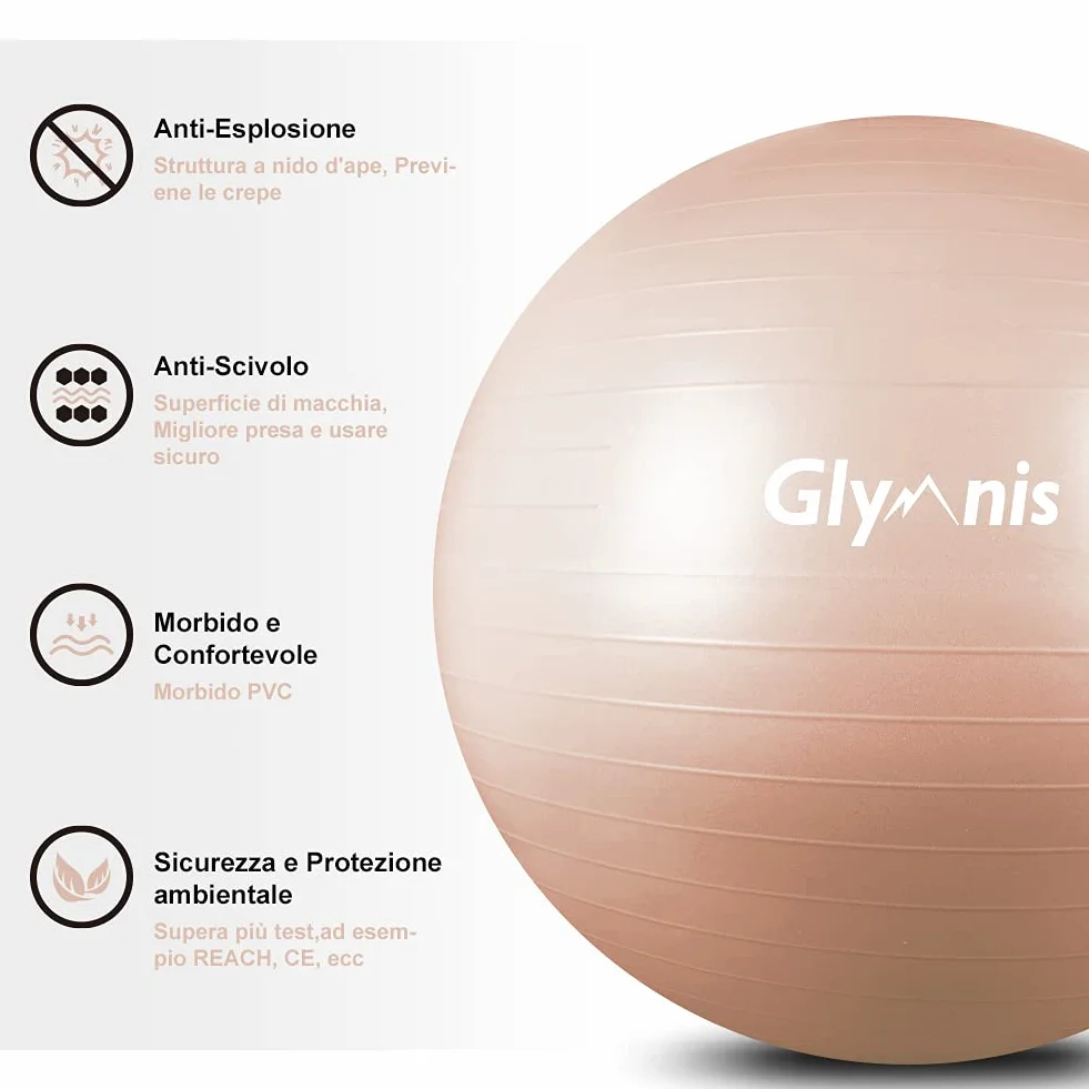 Glymnis Pelota de Pilates Anti-Burst 55cm 65cm 75cm con Hinchador