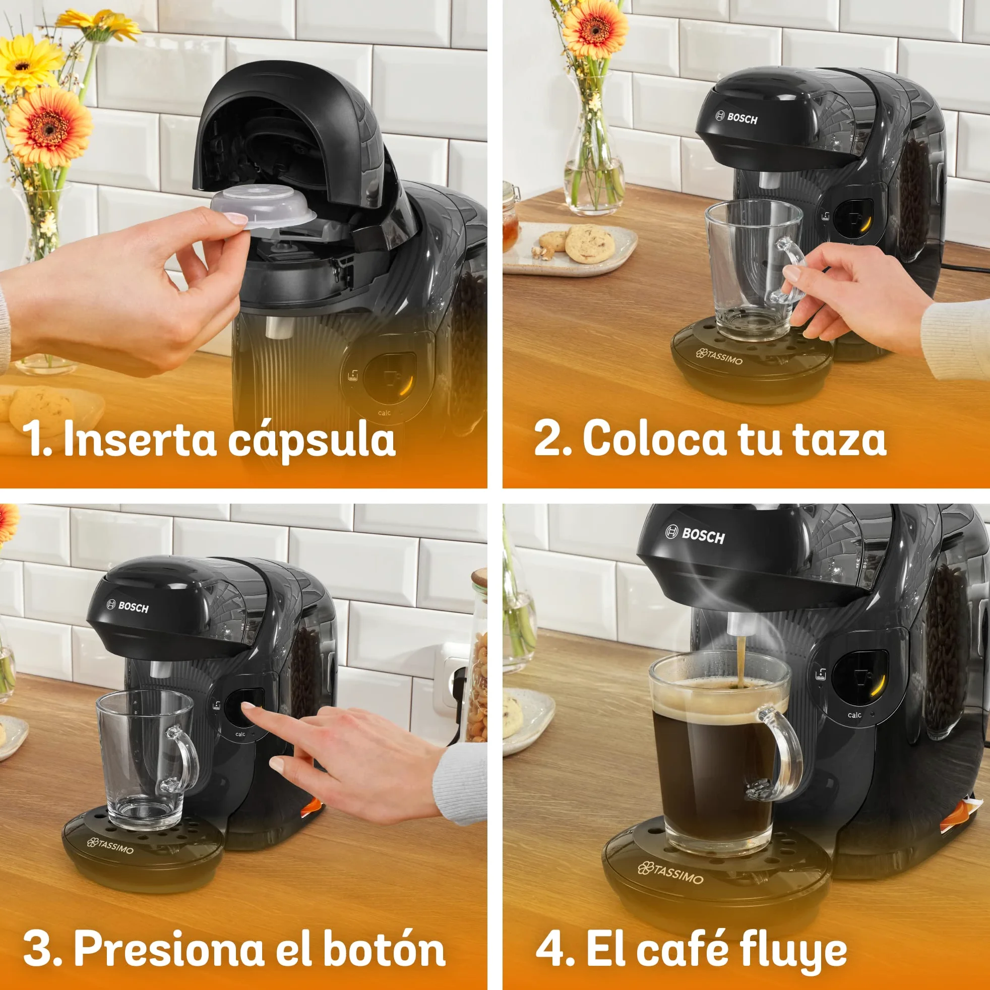 BOSCH máquina multibebida TASSIMO STYLE, TAS1102, hasta 70 bebidas, OneTouch, servicio individual, tamaño compacto, INTELLIBREW, negro
