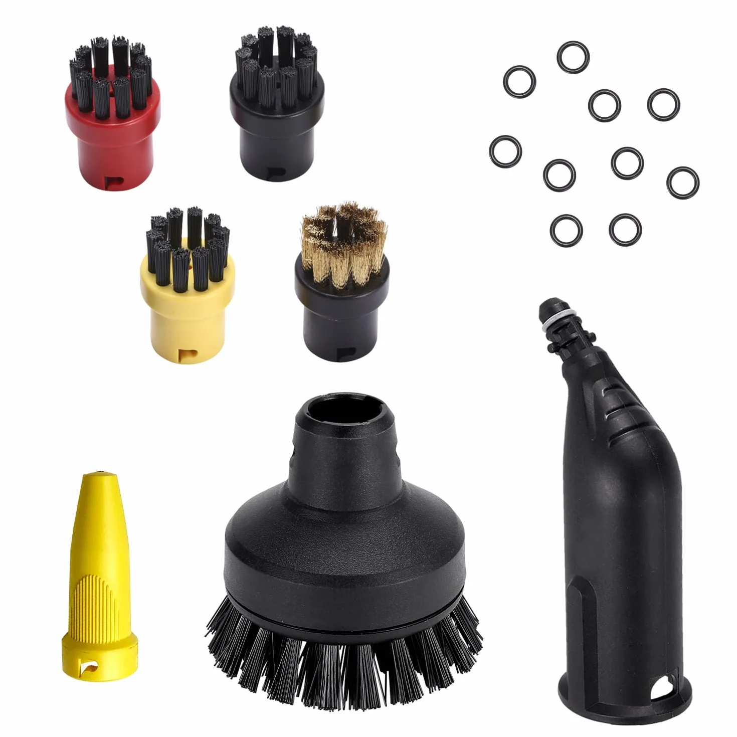 7 Pcs Accesorios Karche- Vapor, 4 Cepillos Redondos, 1Cepillo Redondo Grande y Boquilla de Jet Nozzle, para Limpiadoras a Karche-r Vapor SC1 SC2 SC3 SC4 SC5 SC7 CTK10