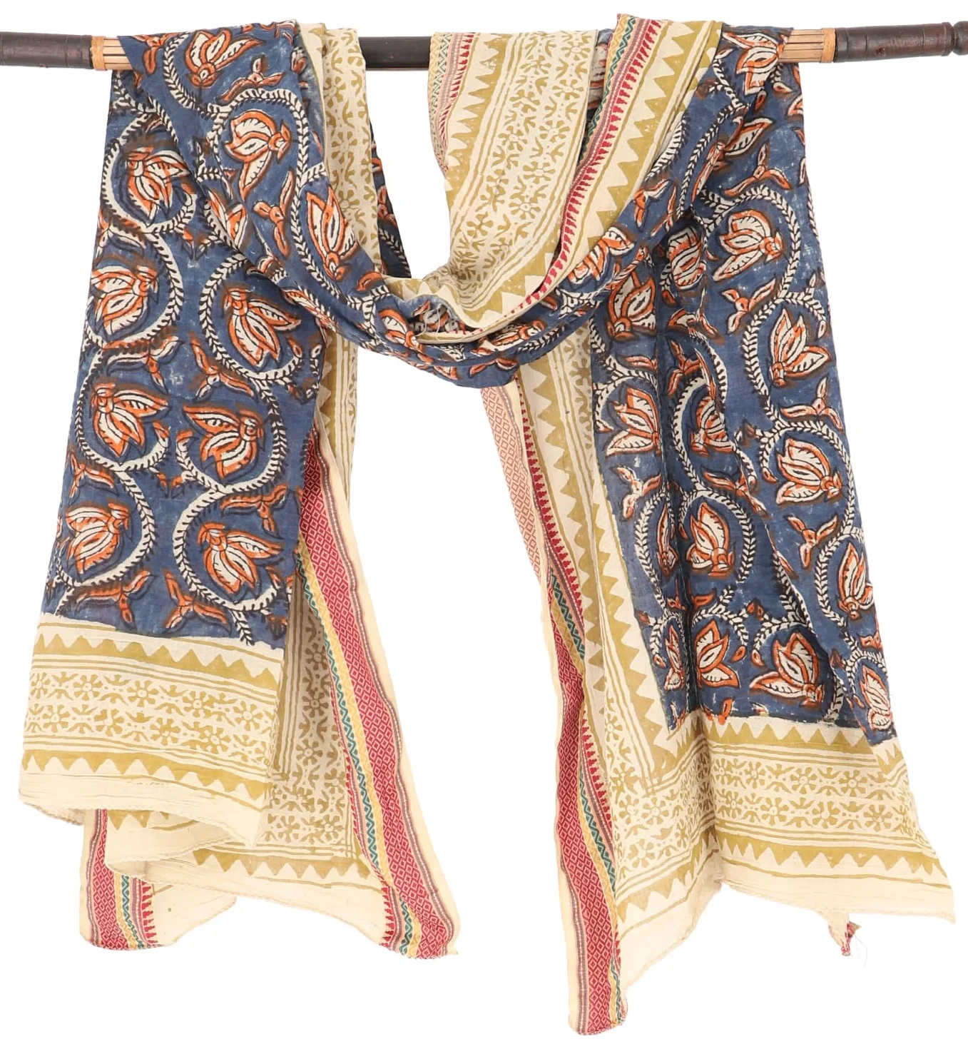 GURU SHOP Pareo ligero, pareo, pareo, toalla de algodón impresa a mano, combinación de colores, para hombre/mujer, azul, algodón, tamaño: talla única, 190 x 120 cm, azul, Talla única