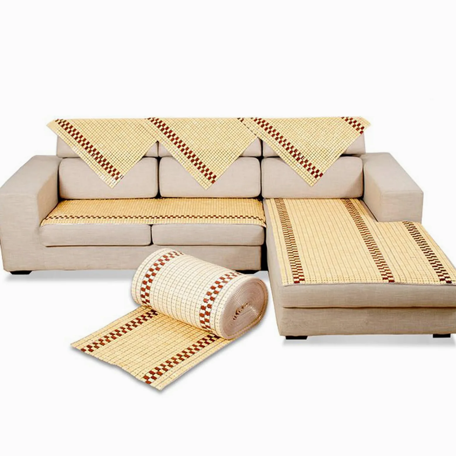 Almohadilla de bambú para colchón de enfriamiento natural, transpirable, plegable, para aire acondicionado, para cama Mahjong, suave y refrescante (55 x 130 cm)