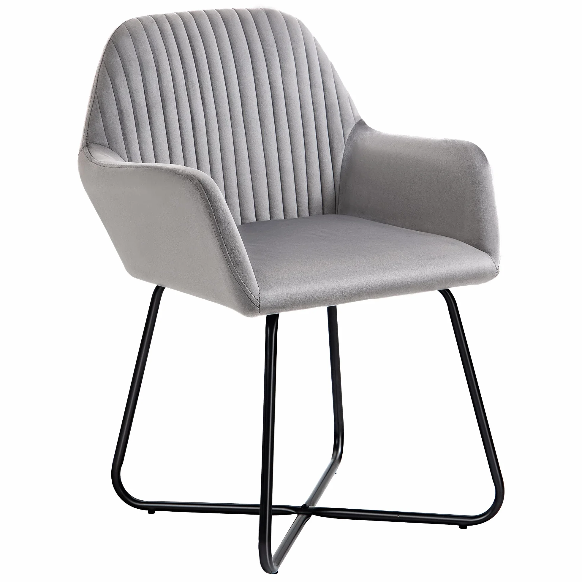 HOMCOM Butaca de Salón Sillón de Salón Tapizado en Terciopelo con Asiento Acolchado Base Metálica Cruzada Sillón Lectura para Sala de Estar Dormitorio Gris
